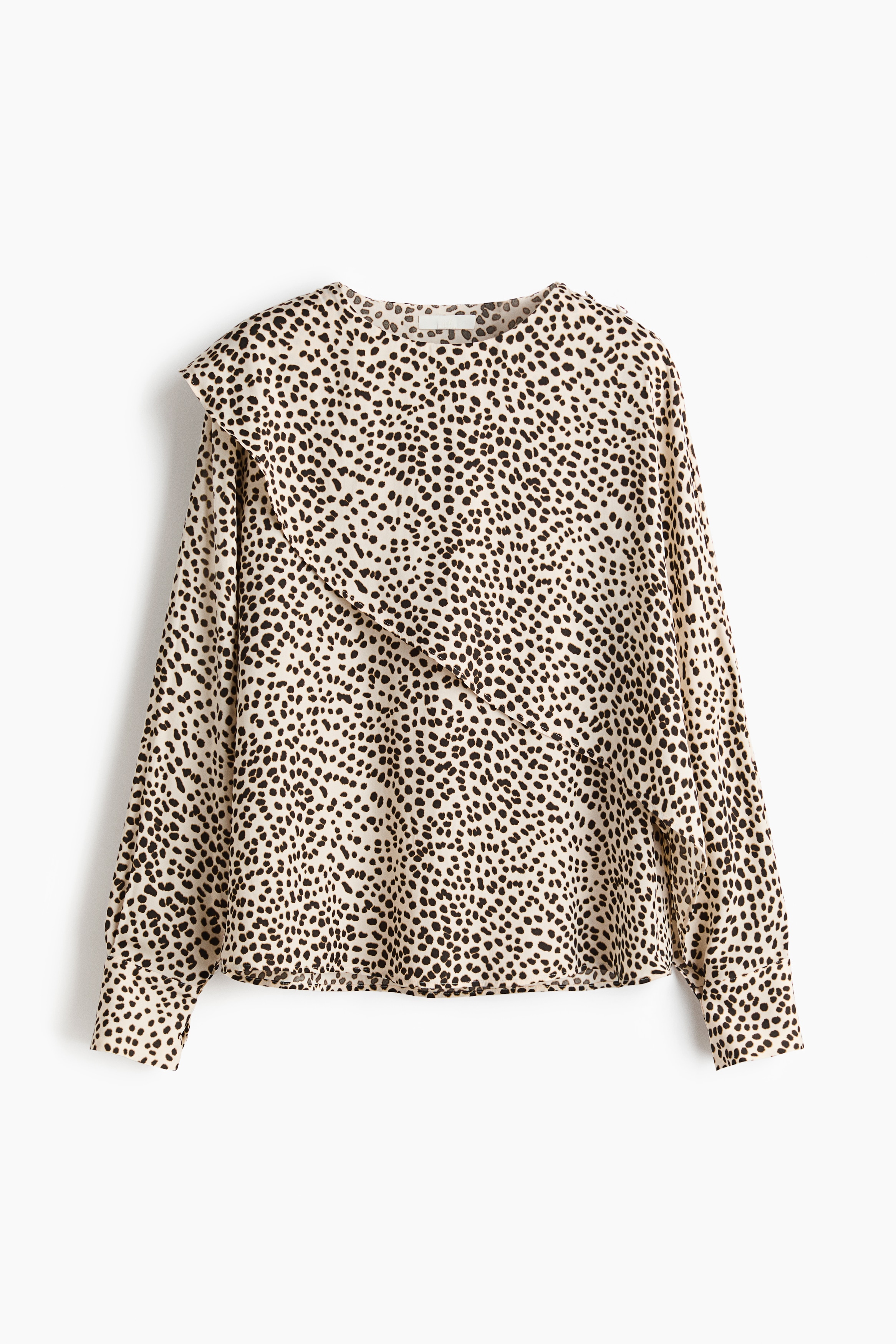 Bluse mit Volantkragen - Cremefarben/Gepardenmuster/Cremefarben