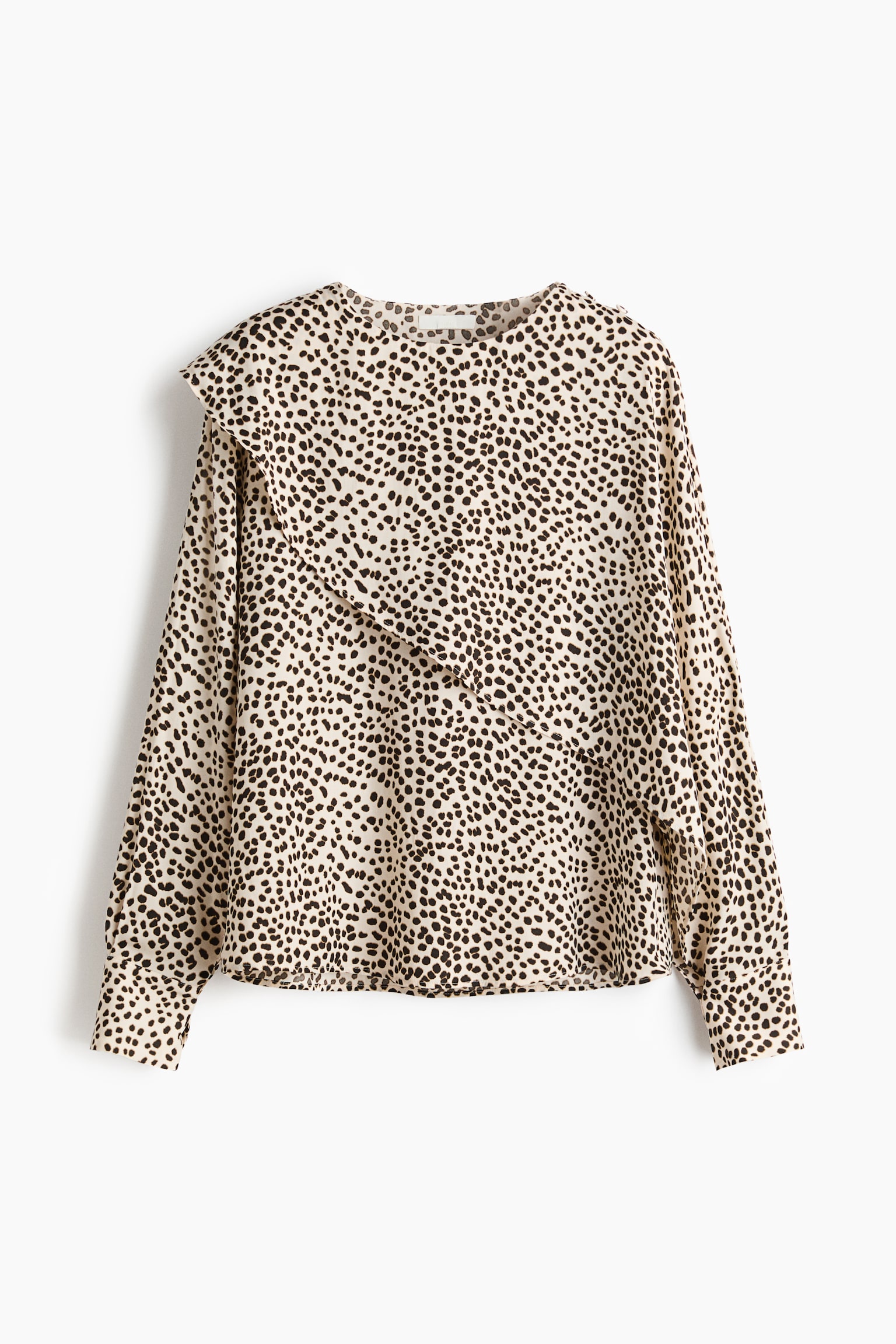 Blus med capedetalj - Crèmevit/Gepardmönstrad