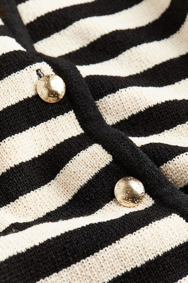 Knitted cardigan - Black/Striped - 3
