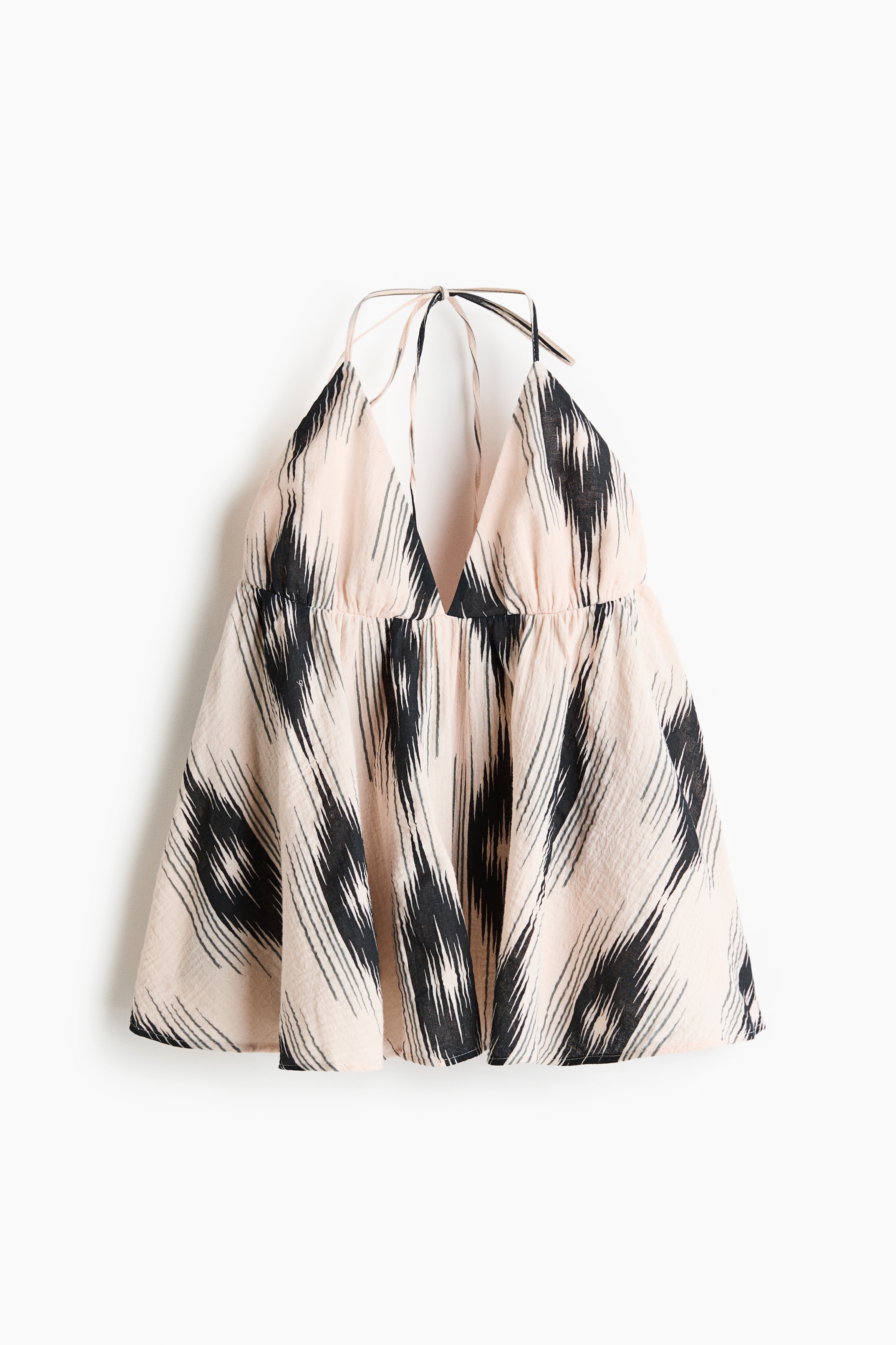 Cotton halterneck top - Beige claro/Diseño/Rojo teja