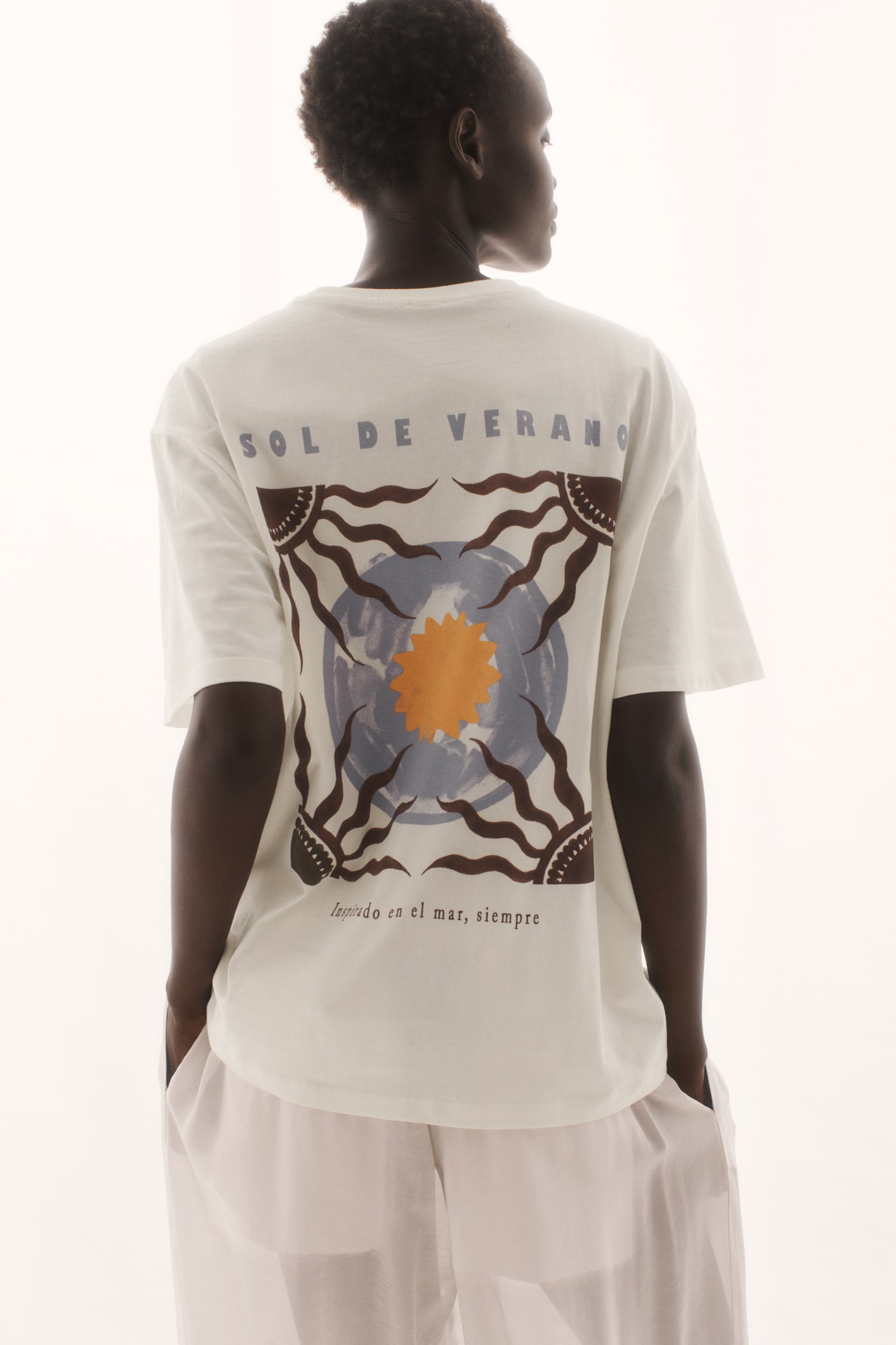 Oversized printed T-shirt - White/Sol de Verano/White/L'aragosta - 1