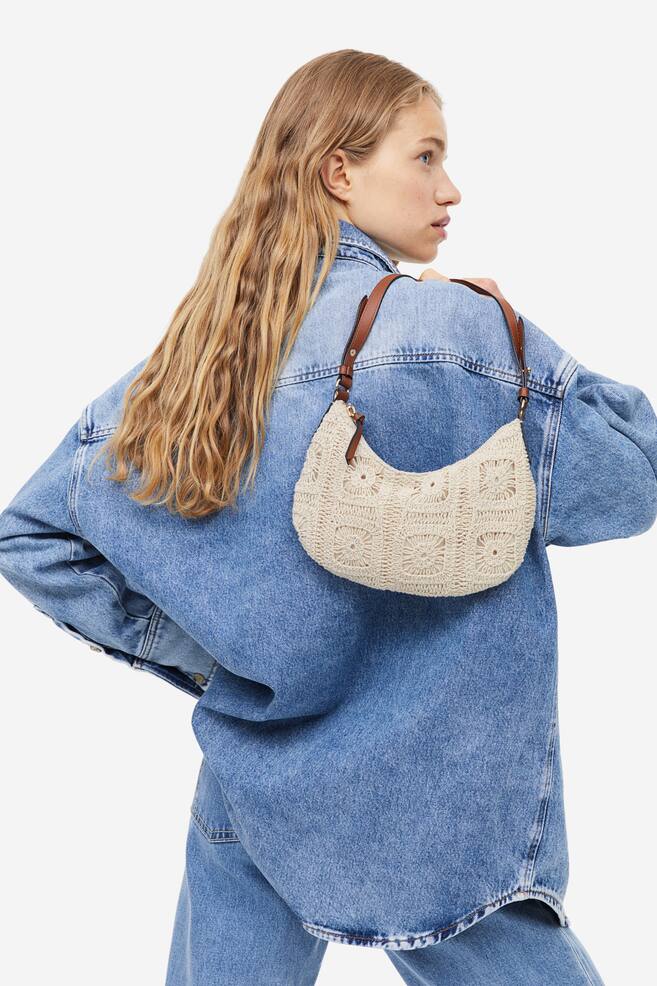 Crochet-look shoulder bag - Light beige - 3