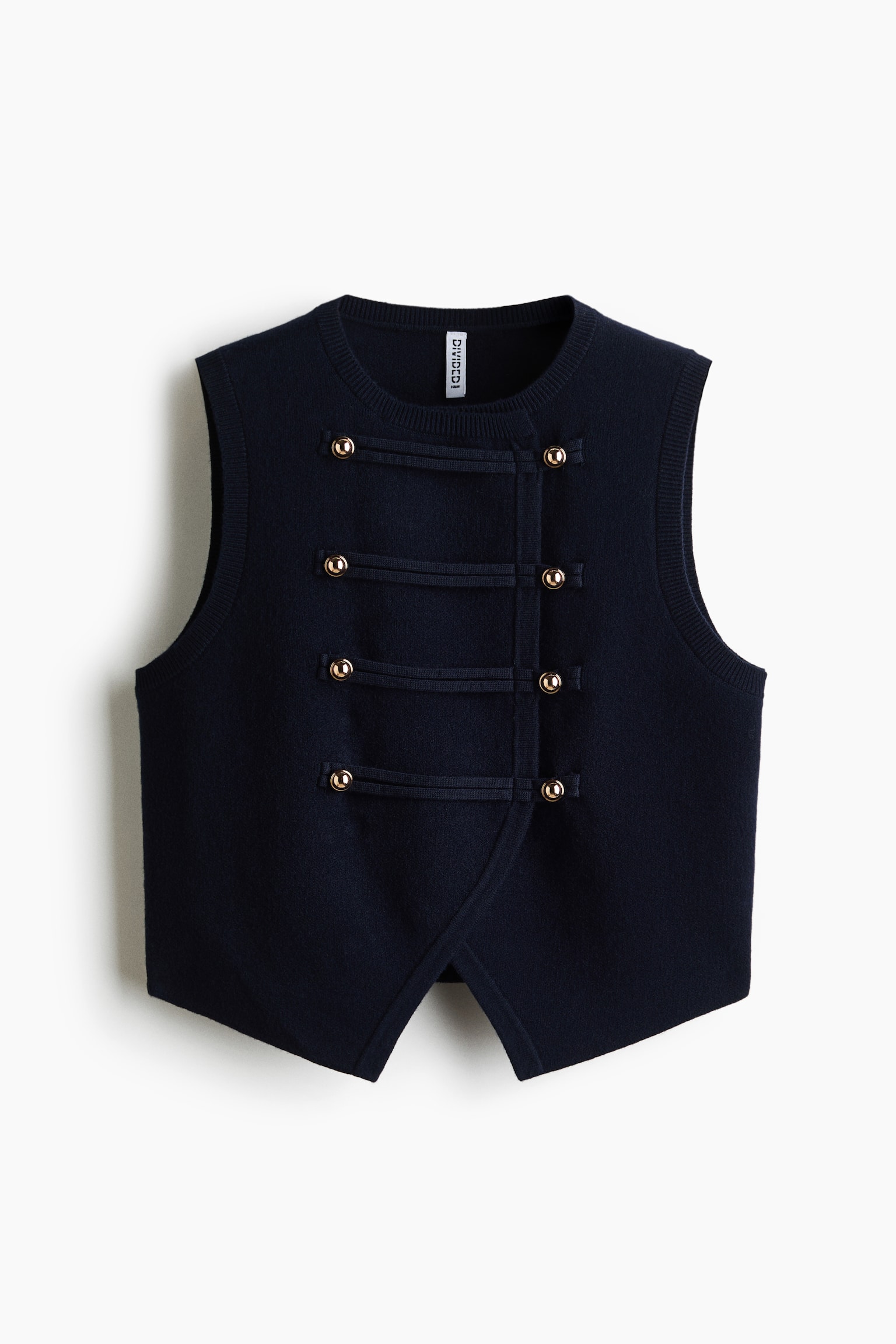Double-Breasted Fine-Knit Vest - Navy blue/Black - 1