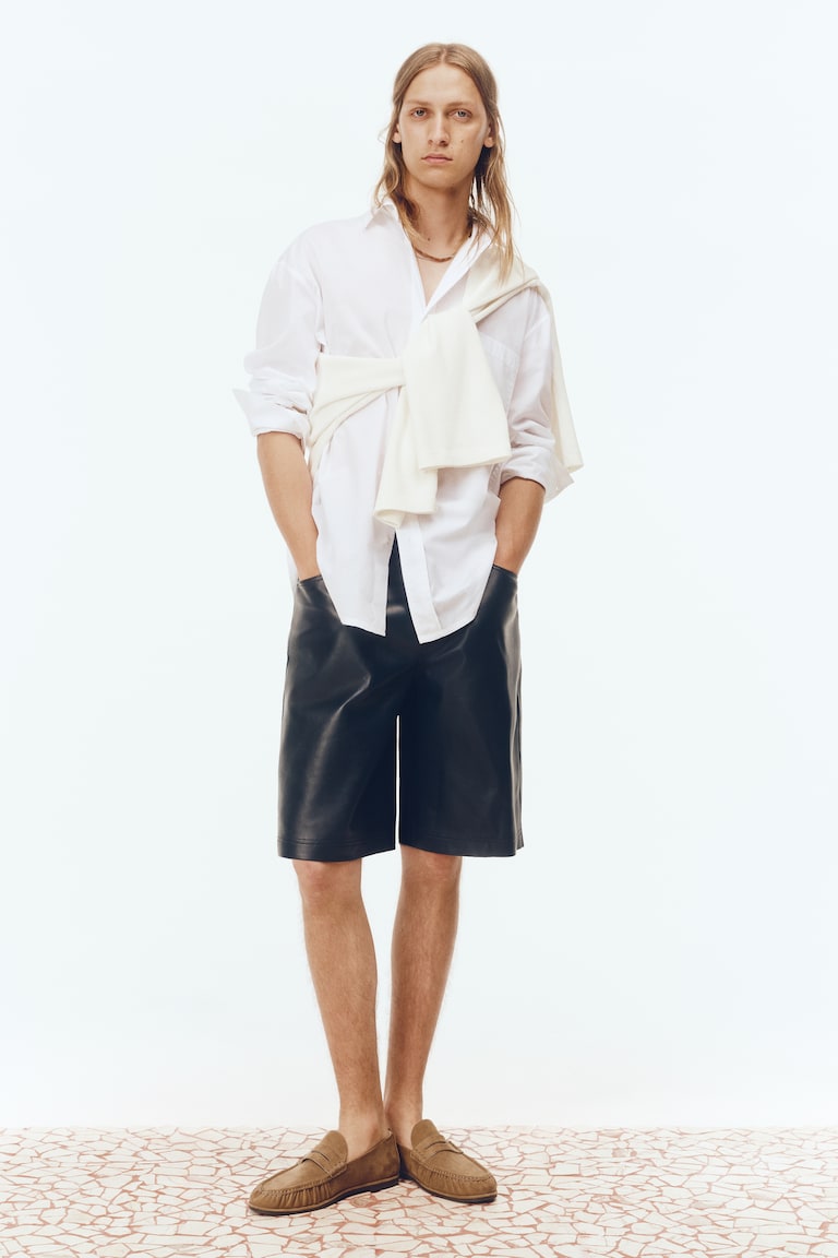 Kožni šorts Regular Fit