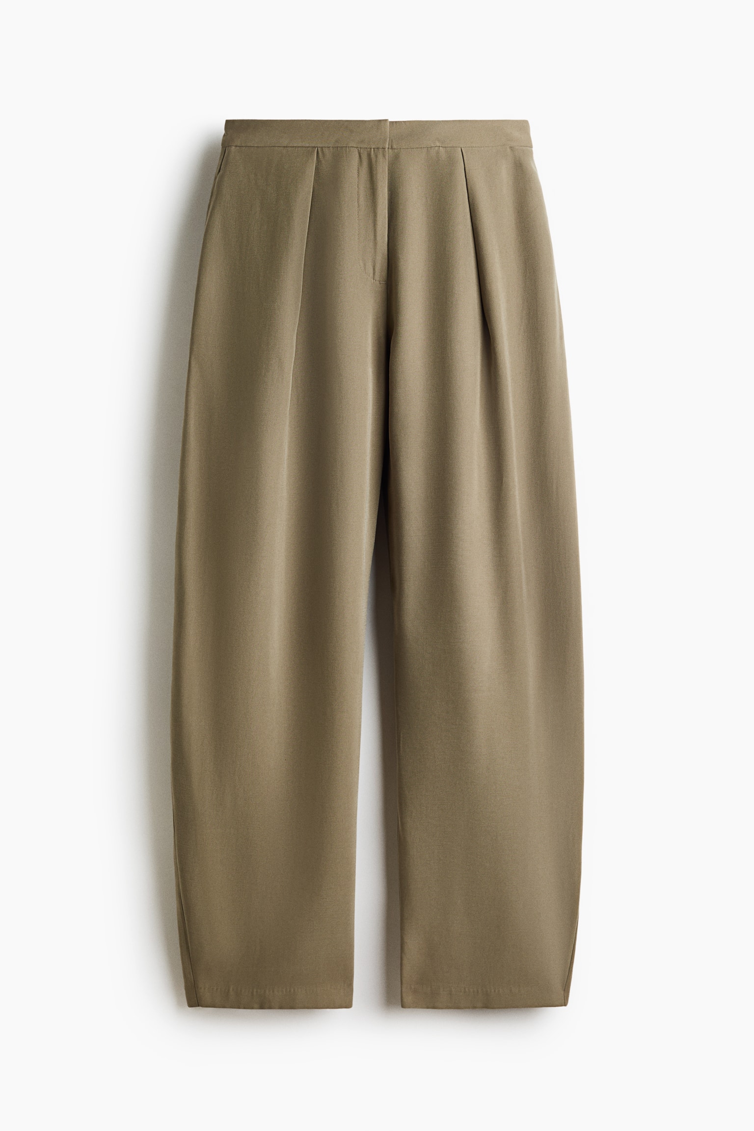 Pantalon tonneau en viscose mélangée - Vert kaki/Noir - 1