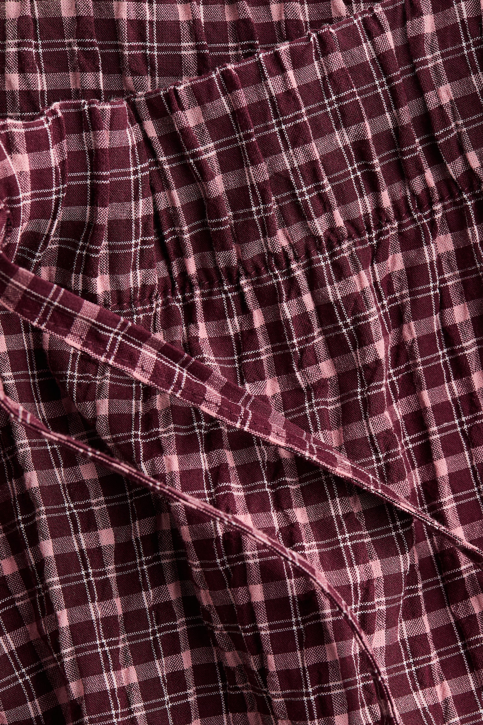 Cotton pyjama bottoms - Burgundy/Checked - 2