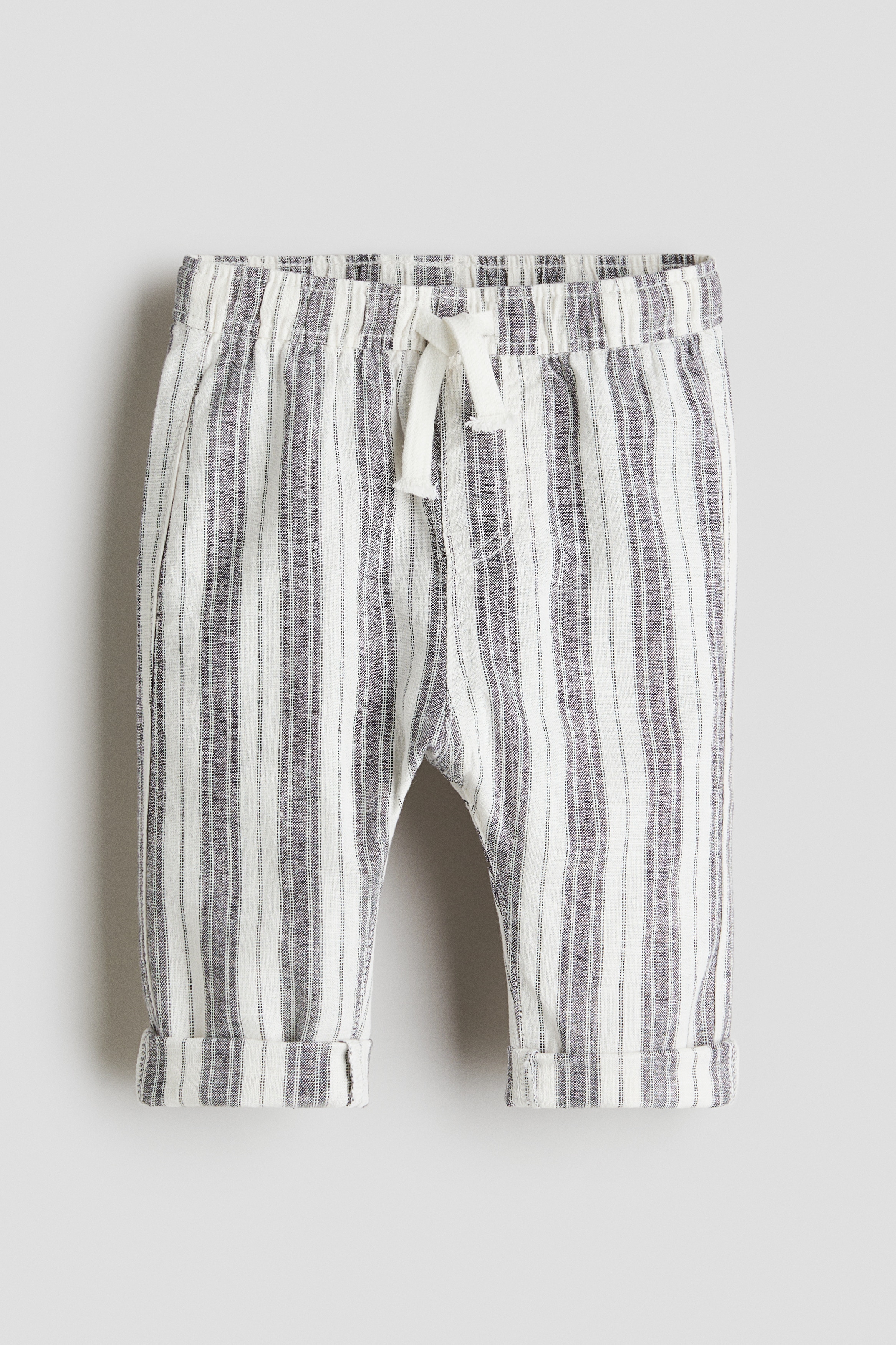 Joggers από σύμμεικτο λινό - Λευκό/γκρι/ριγέ/Ανοιχτό τιρκουάζ/ριγέ/Κρεμ/Μπεζ/κόκκινο/ριγέ