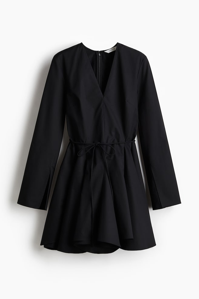 Dress with Flared Skirt - Black - 1