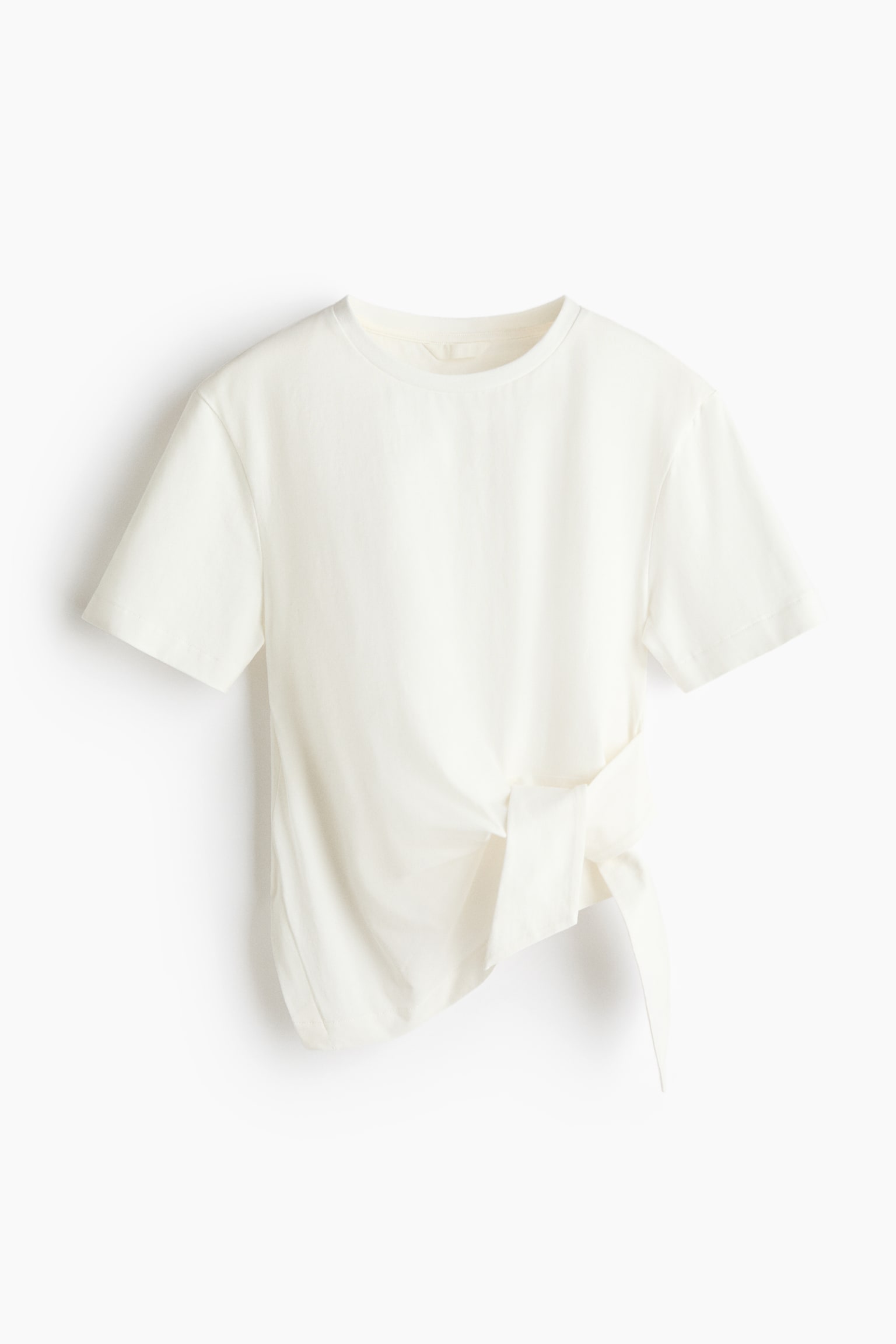 Tie-Detail T-Shirt - White/White/black striped/Gray melange - 1