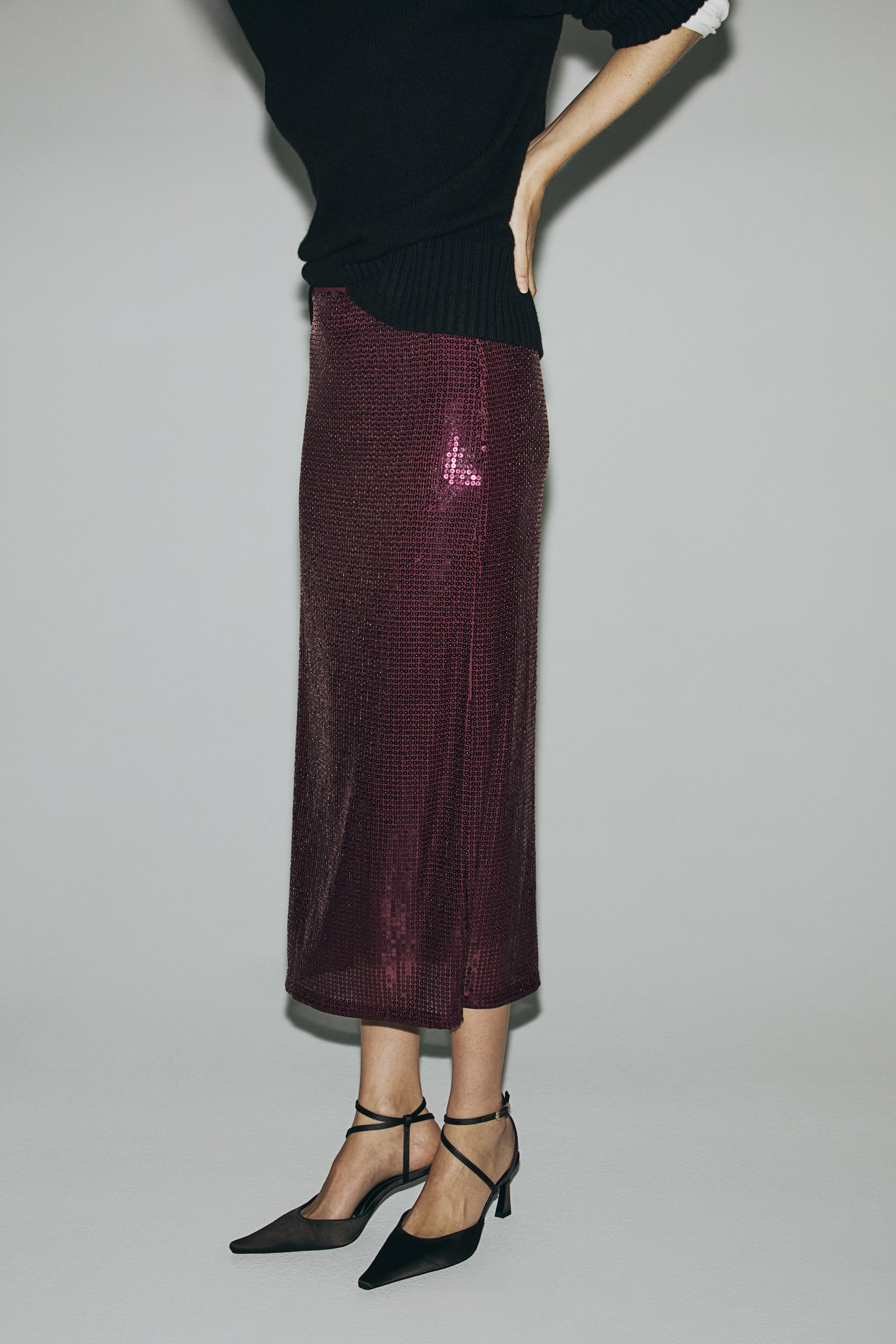 Sequined skirt - Burgundy/Brown/Black - 4