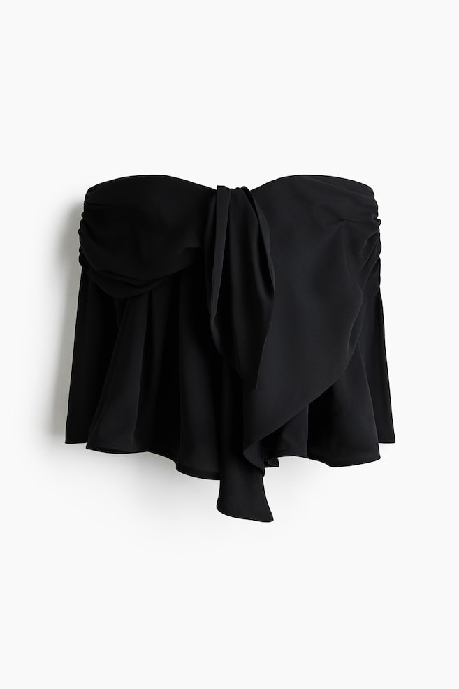 Tie-detail bandeau top - Black - 1