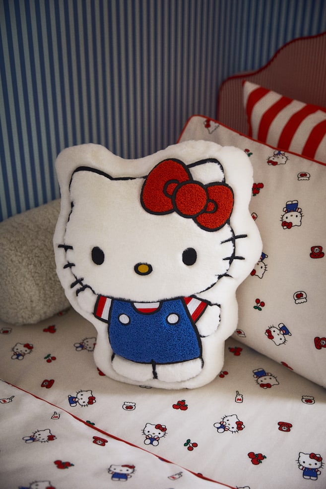 Figuratives Kissen aus Teddyfleece - Weiß/Hello Kitty - 2