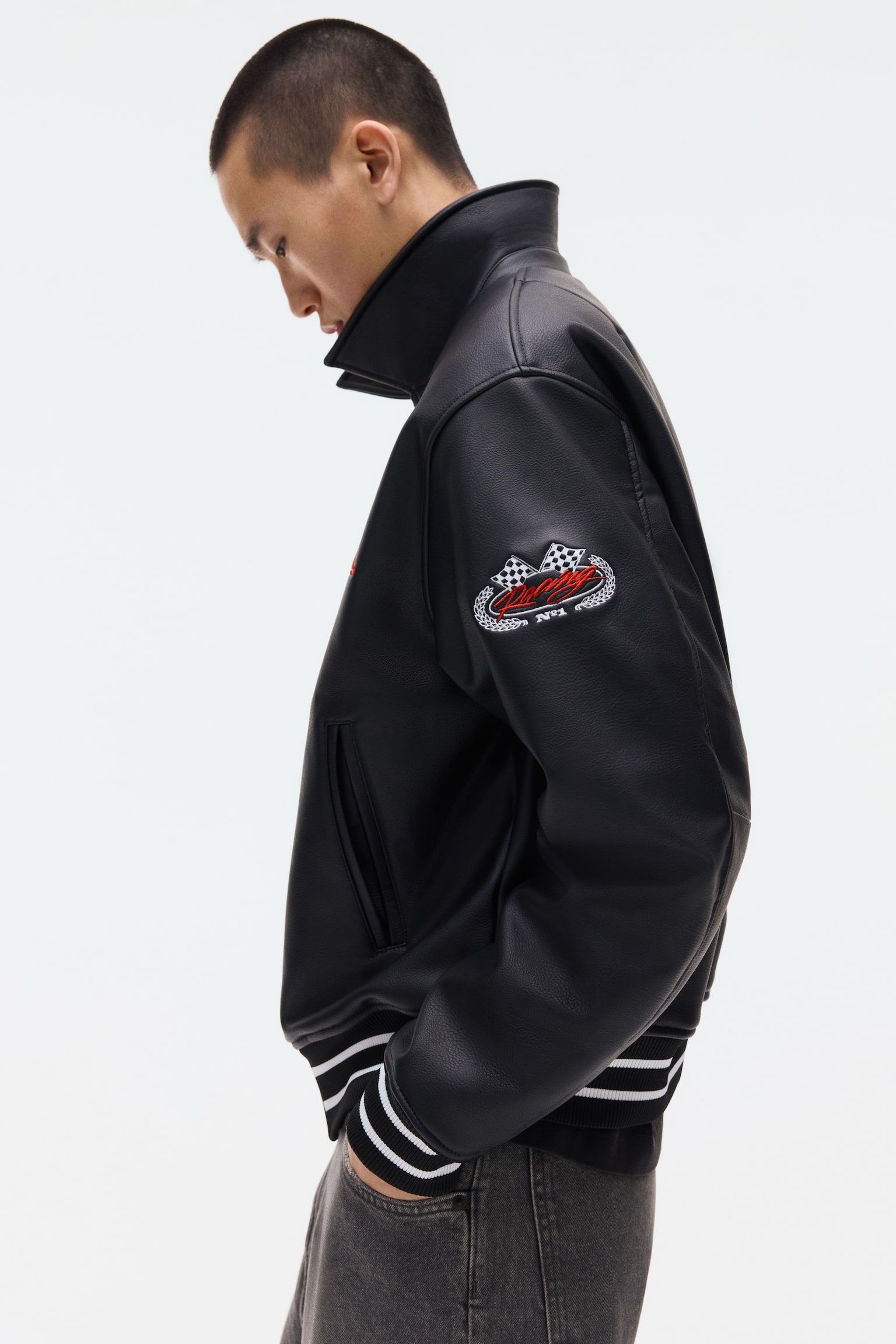 Motif-detail baseball jacket - 3