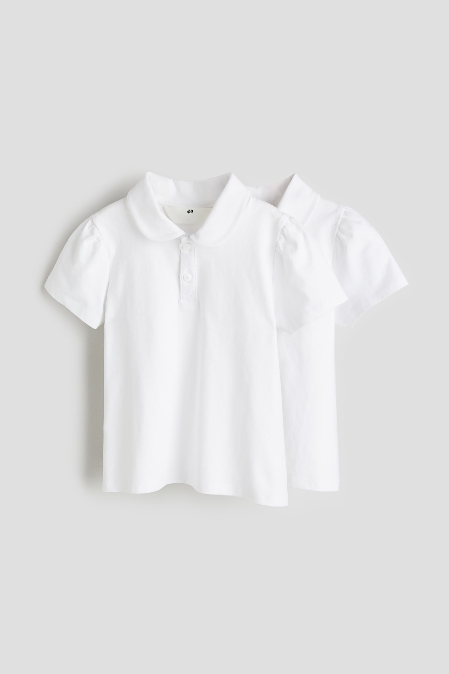 2-pack Cotton School Polo Shirts - White - 1