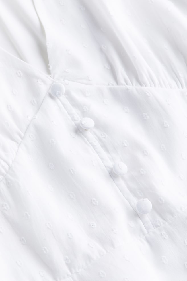 Sukienka z baloniastym rękawem - Biały/Biały/Kwiaty - 5