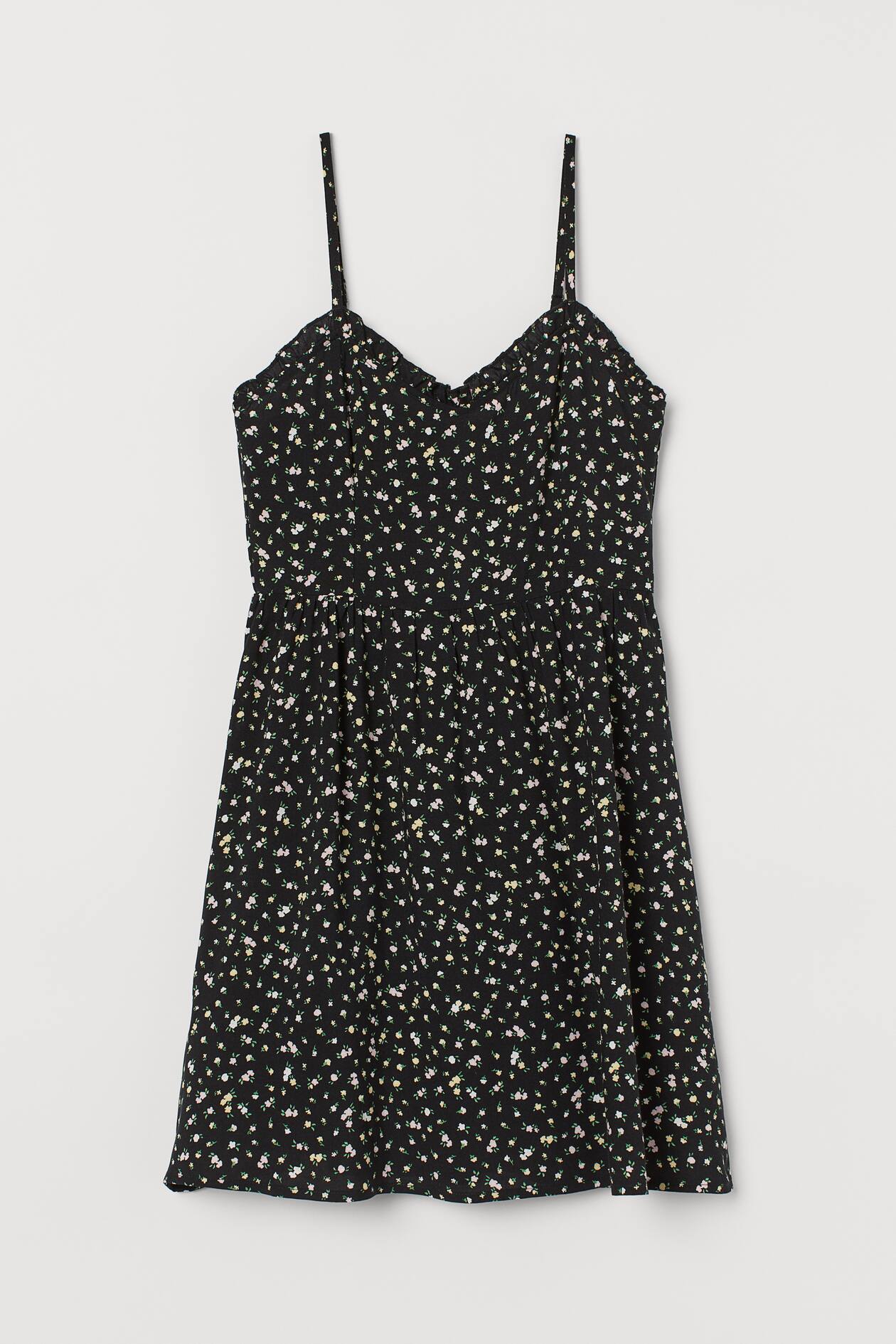 Sleeveless dress - Black/Floral - Ladies | H&M GB