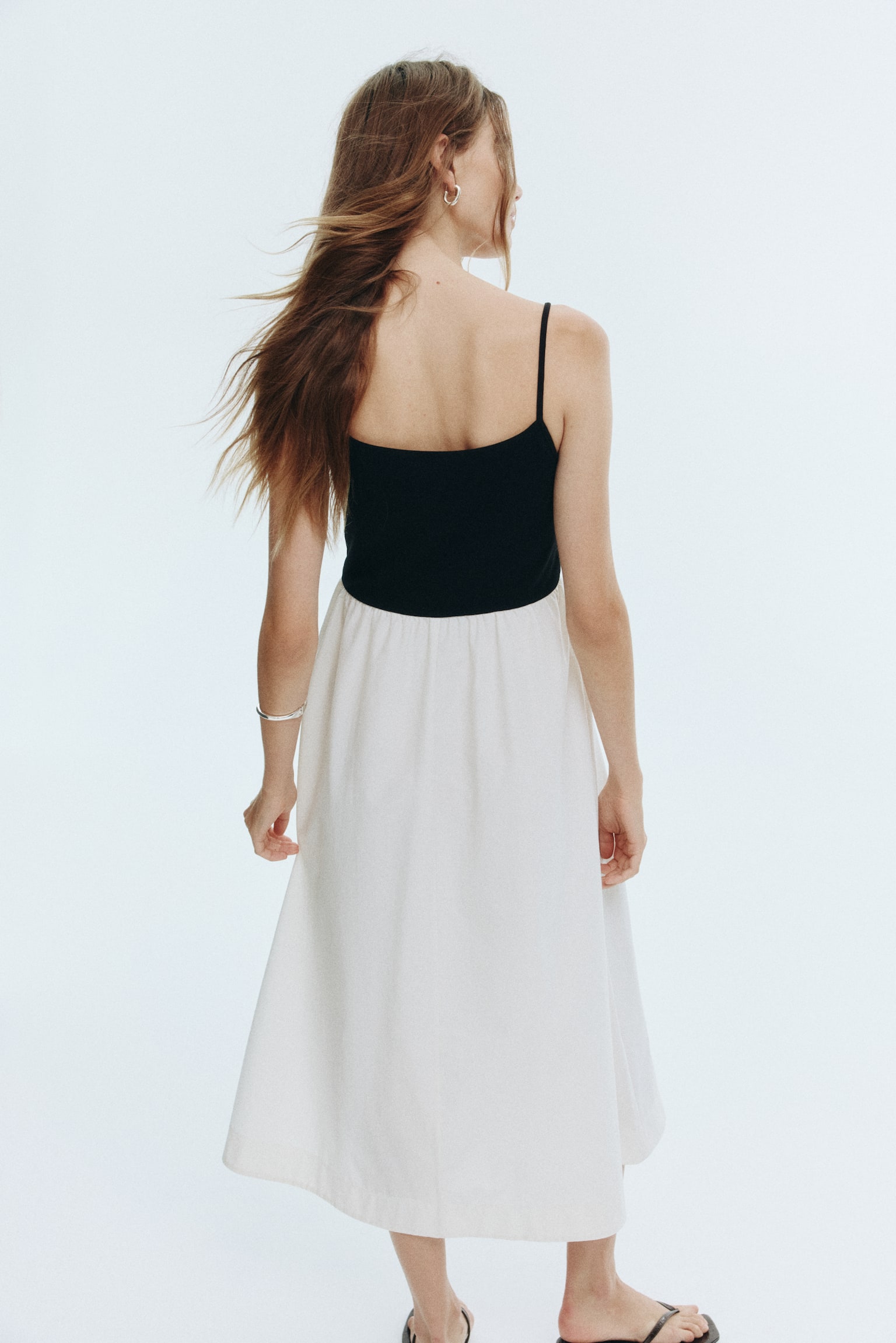 Strappy midi dress - Black/White/Dark brown - 5
