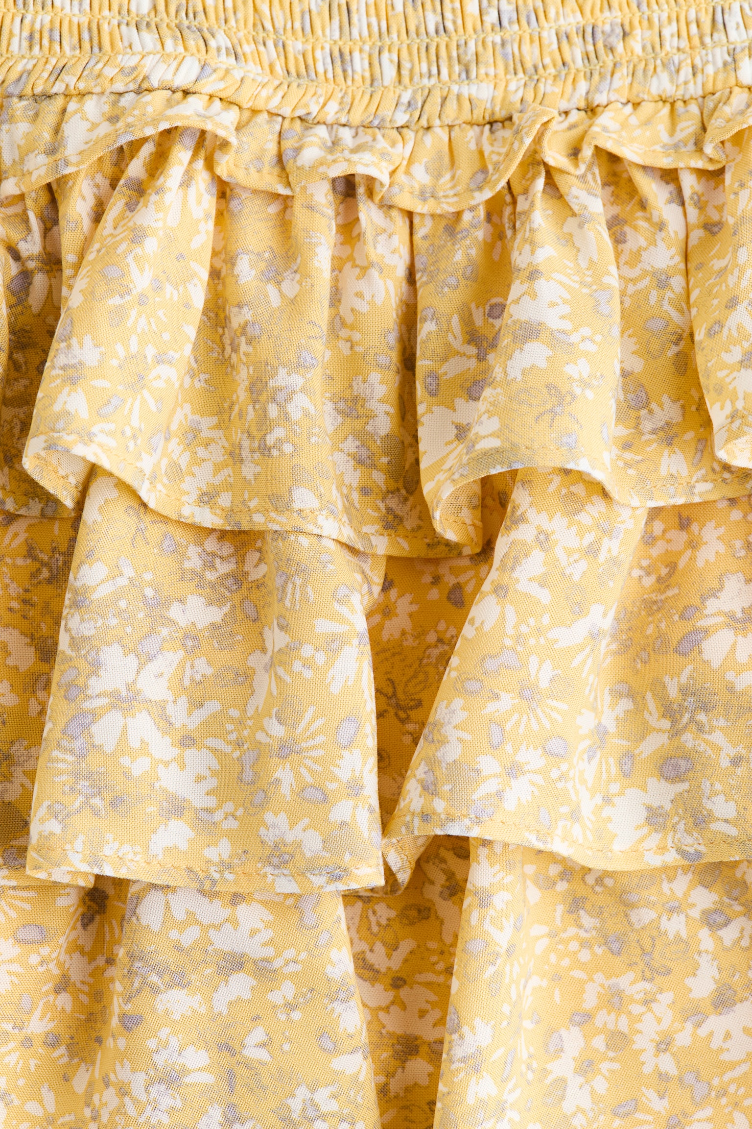 מכנסי חצאית מיני קומות מוויסקוזה - צהוב/פרחוני/קרם/פרחוני - 3