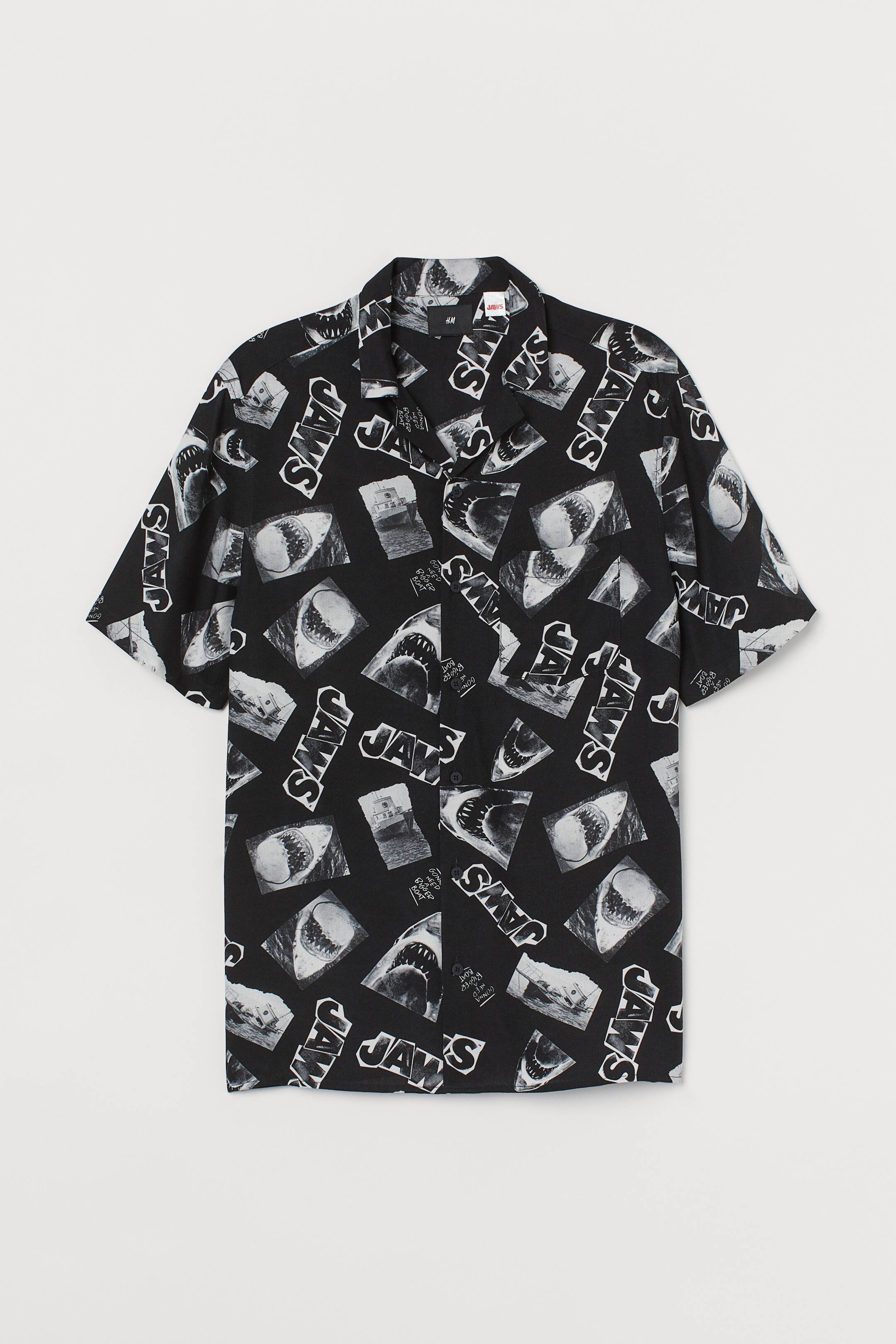 查看大圖: 印花休閒襯衫 - 黑色/大白鯊 - Men | H&M 1