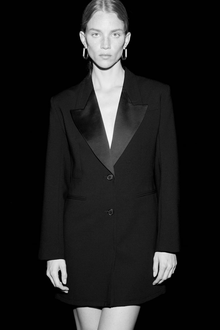 Formal Tuxedo Dress Ladies Black Double-Breasted Jacket Dress Size: Xs H&M