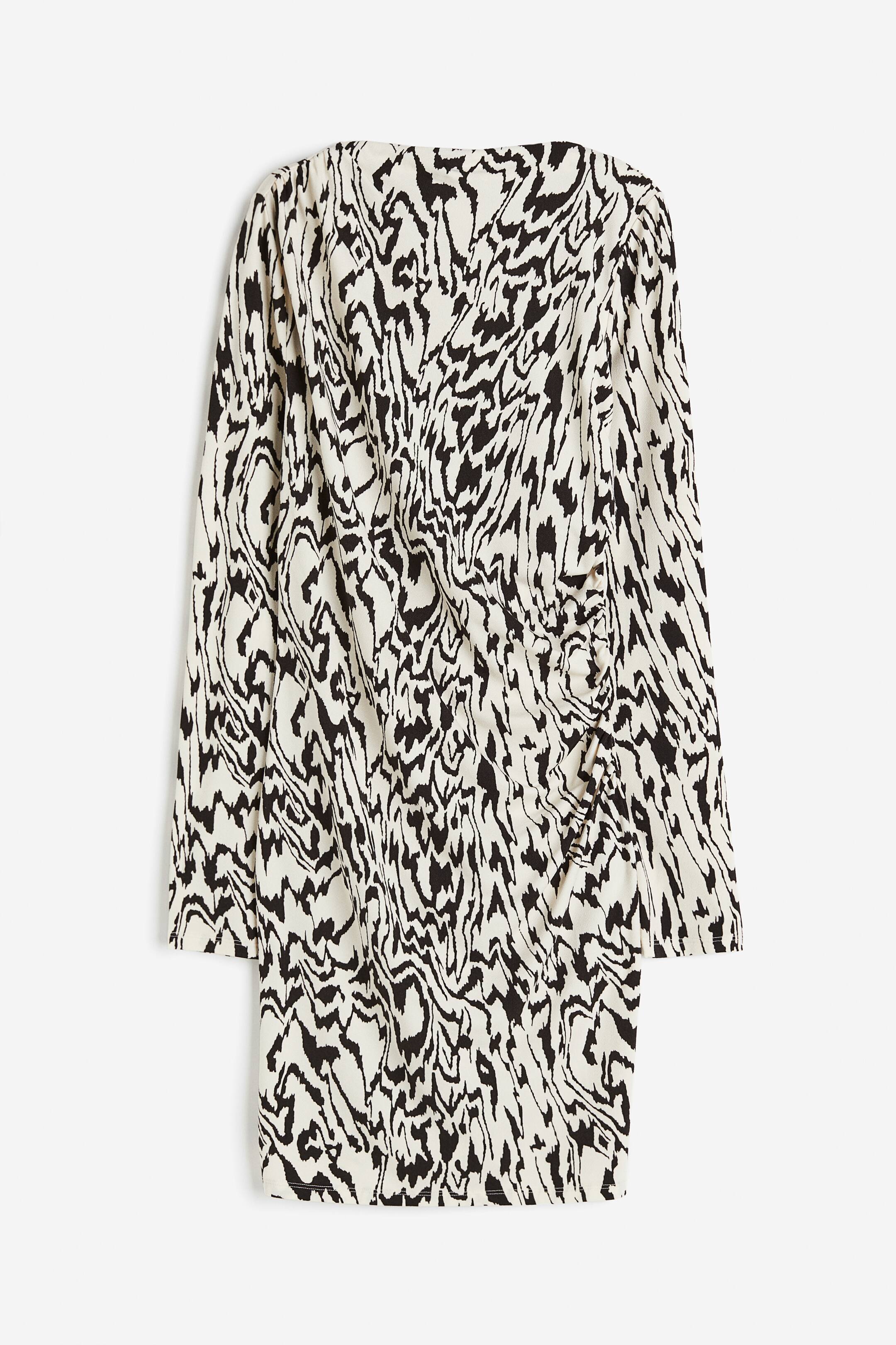 View larger image: Gathered jersey dress - Light beige/Patterned - Ladies | H&M MY 1