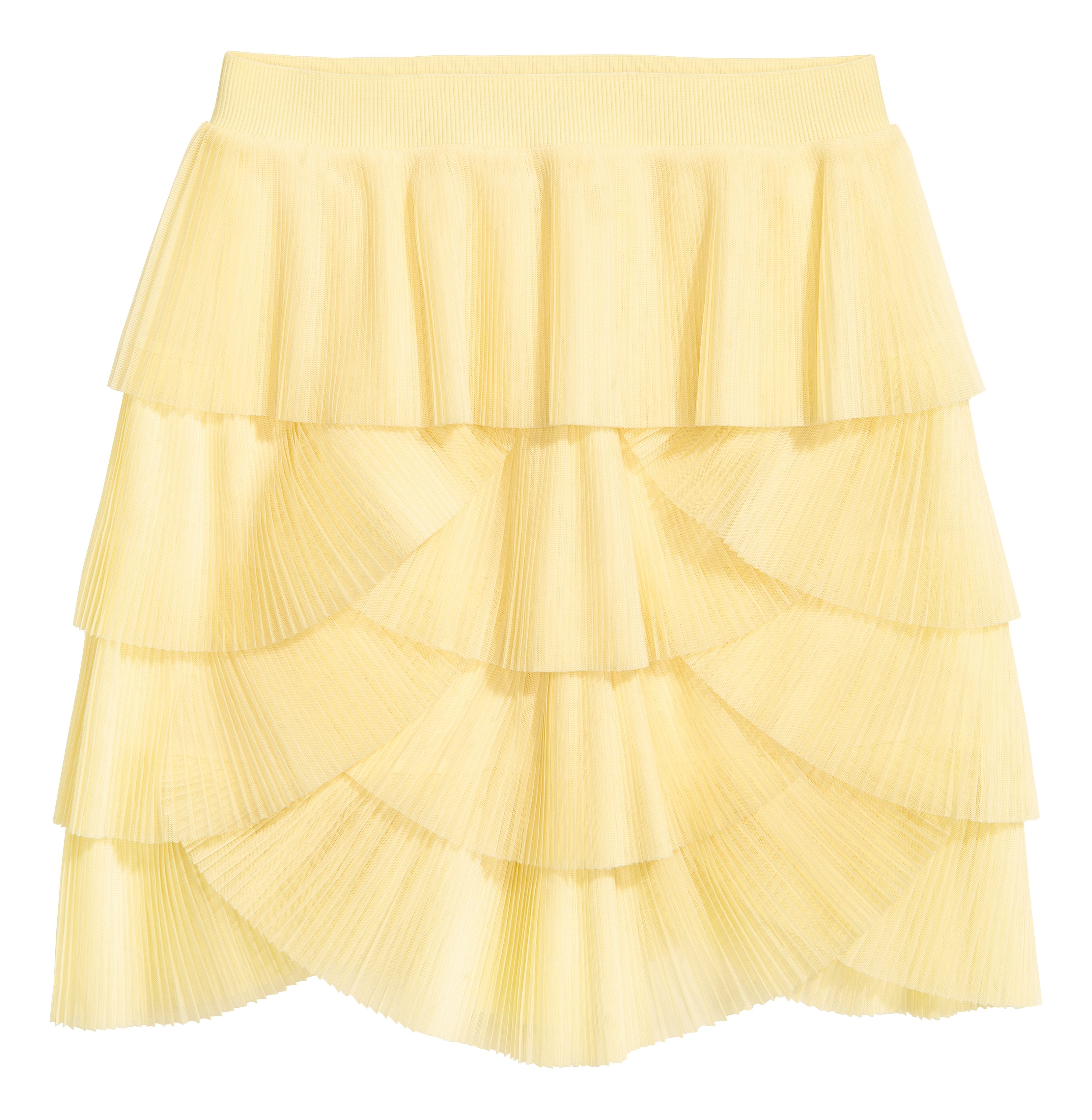 Pleated tulle skirt Light yellow Ladies H&M