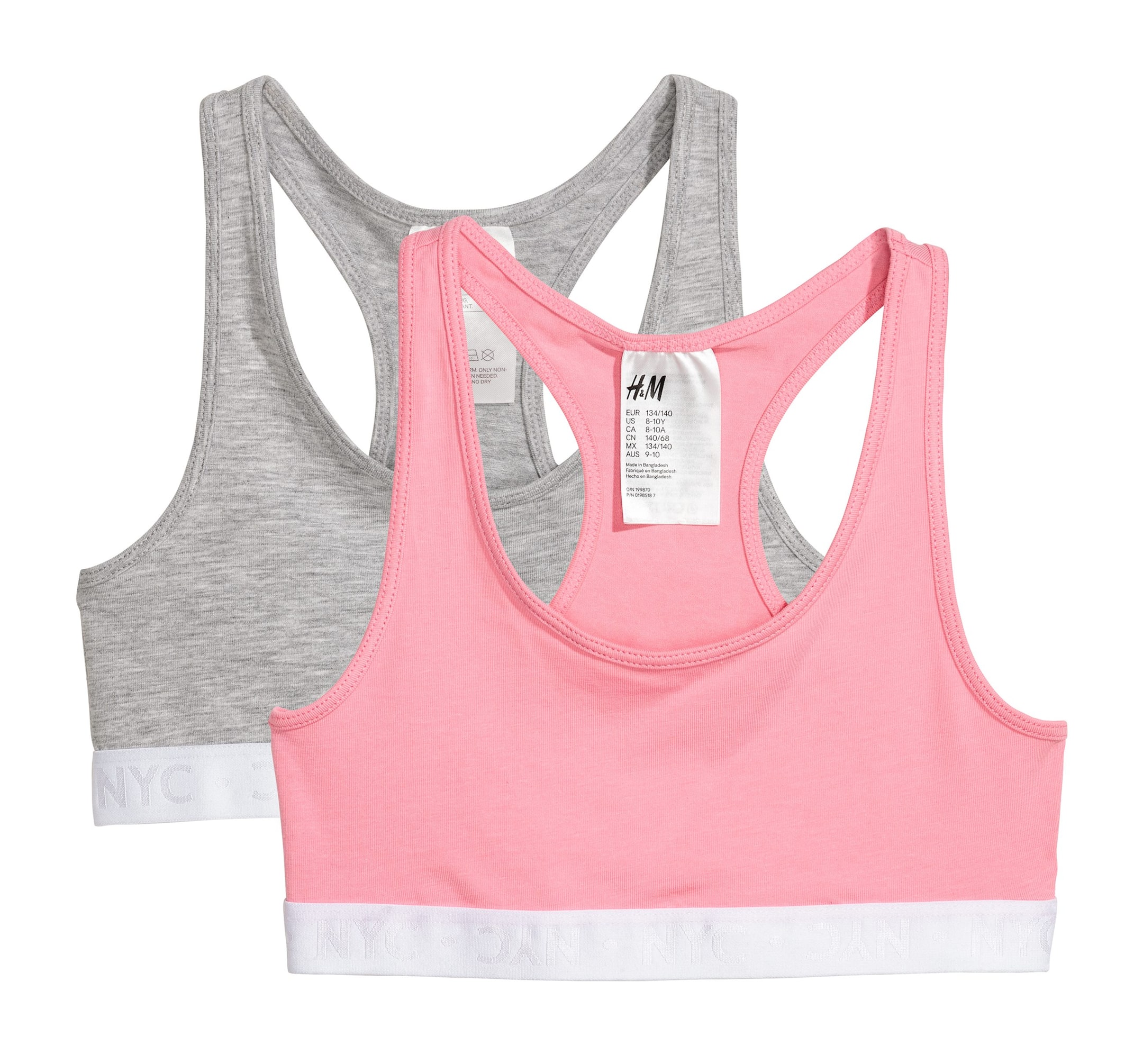 View larger image: 2-pack crop tops - Pink/Light grey - Kids | H&M 1