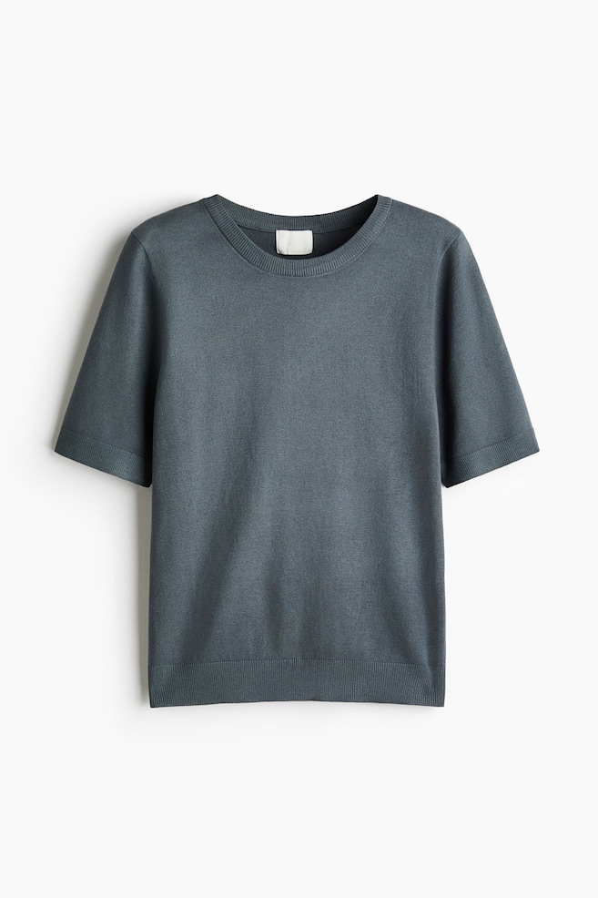 Fine-Knit Top - Dark gray/Dark taupe/Black/Cream/Gray melange/White - 1