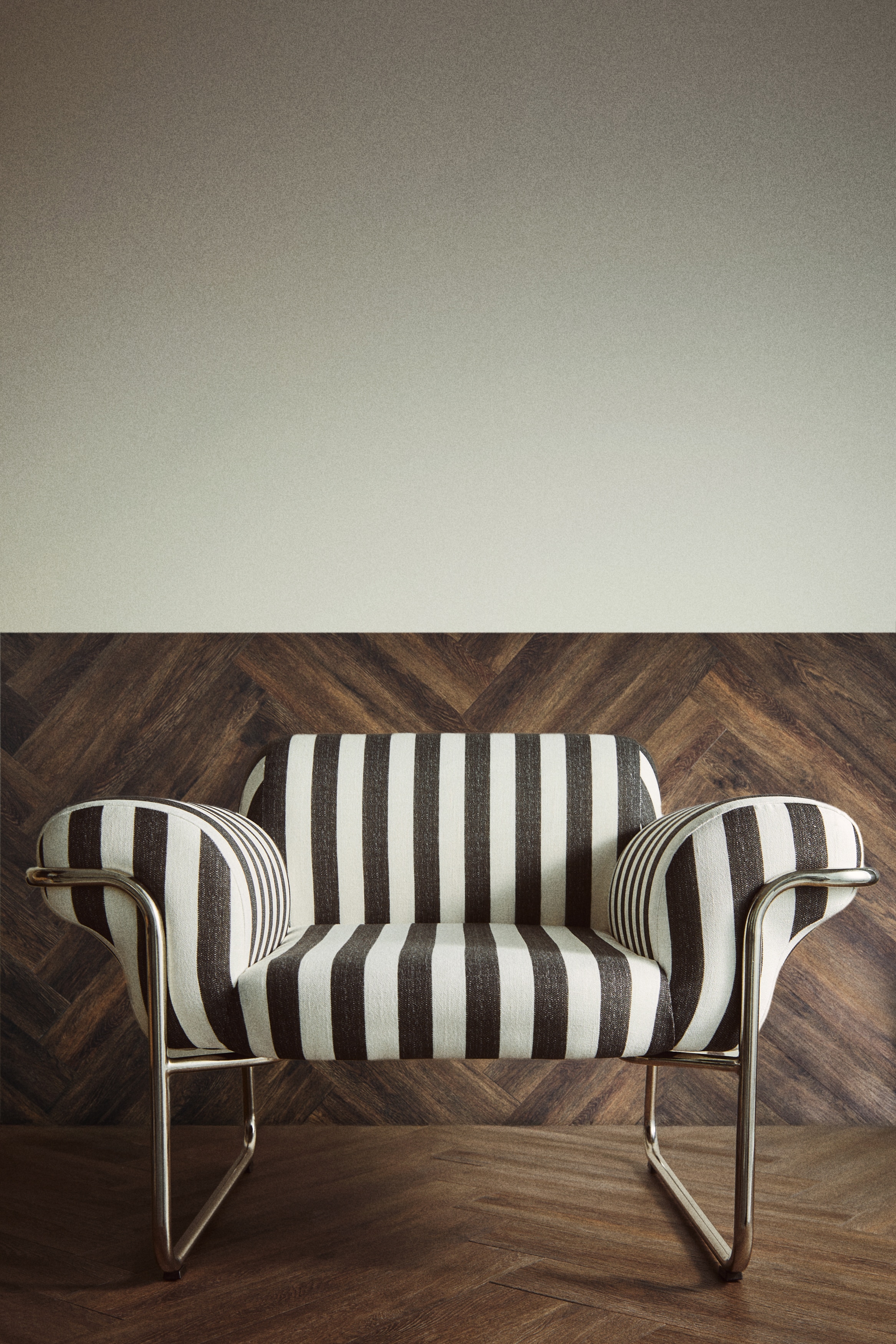 Fauteuil relax avec cadre en métal - Noir/rayures blanches