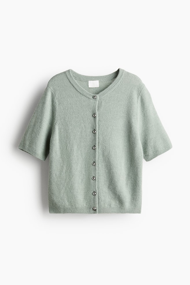 Knitted cardigan - Light dusty green/Dark grey marl/Cream/Striped/Grey marl/Black/Cream - 1