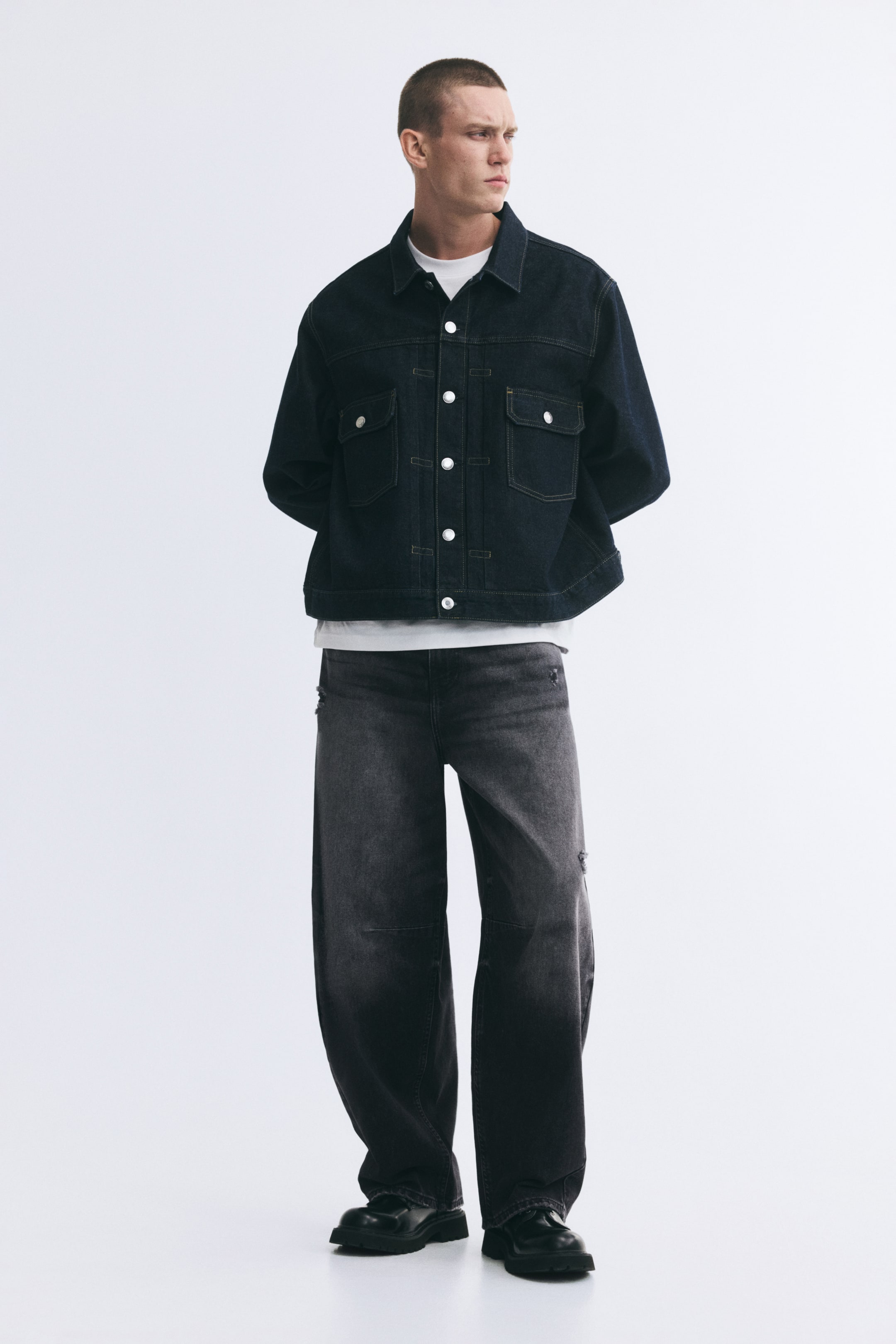 Agrandir l'image: Baggy Barrel Jeans - Noir délavé - HOMME | H&M CH 1