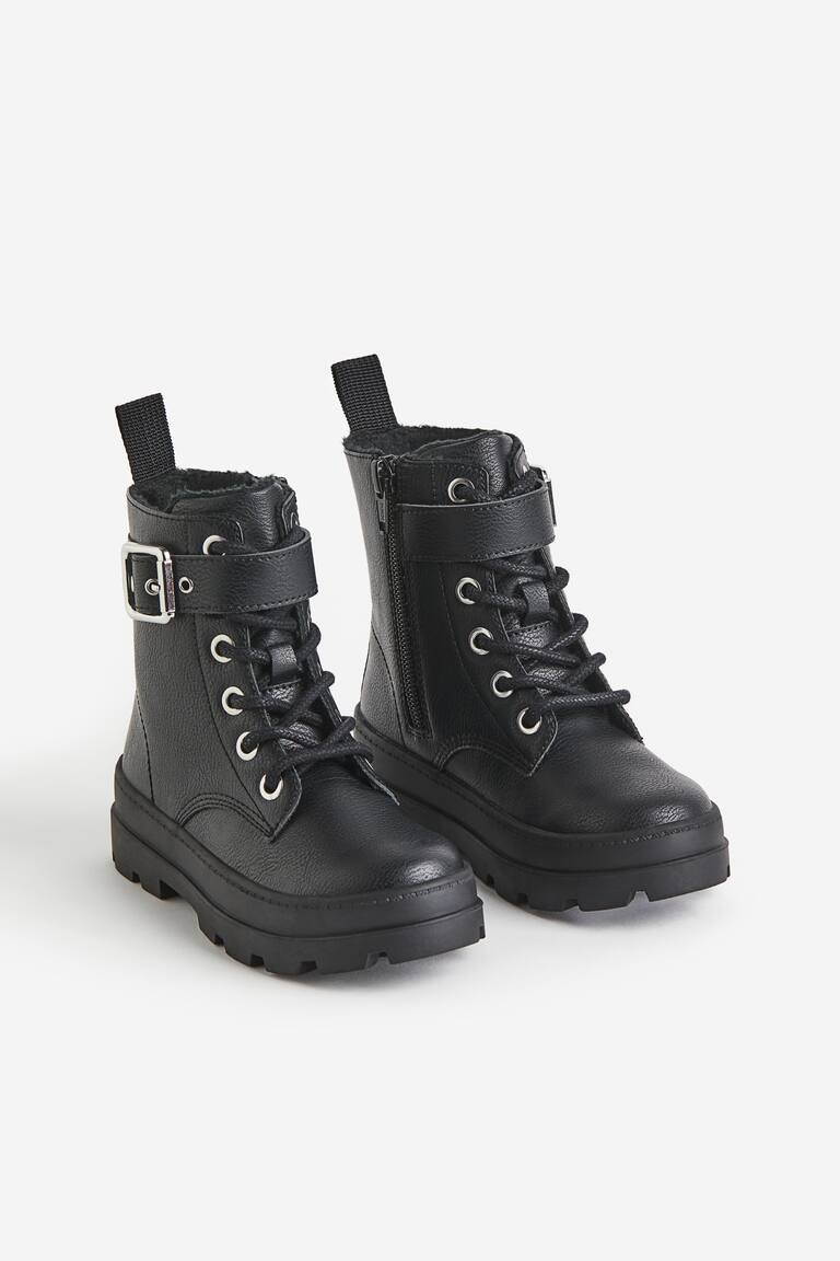 Warm-lined lace-up boots Black Kids H&M GB