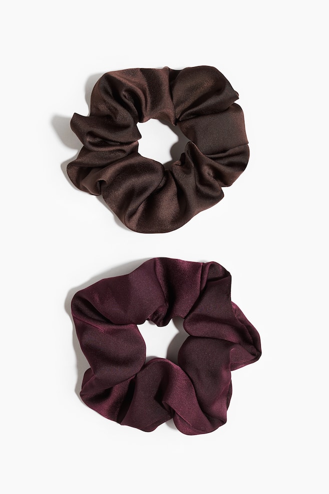 2-pack scrunchies - Burgundy/Dark brown - 1