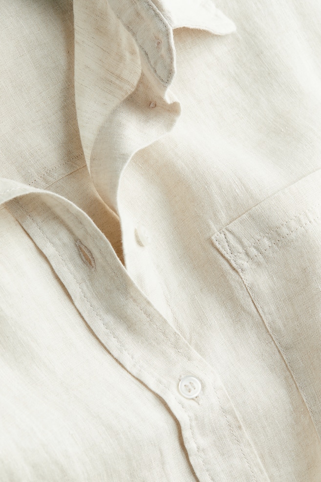 Camicia in lino - Beige chiaro/Nero/Bianco/Blu/bianco righe/dc - 4
