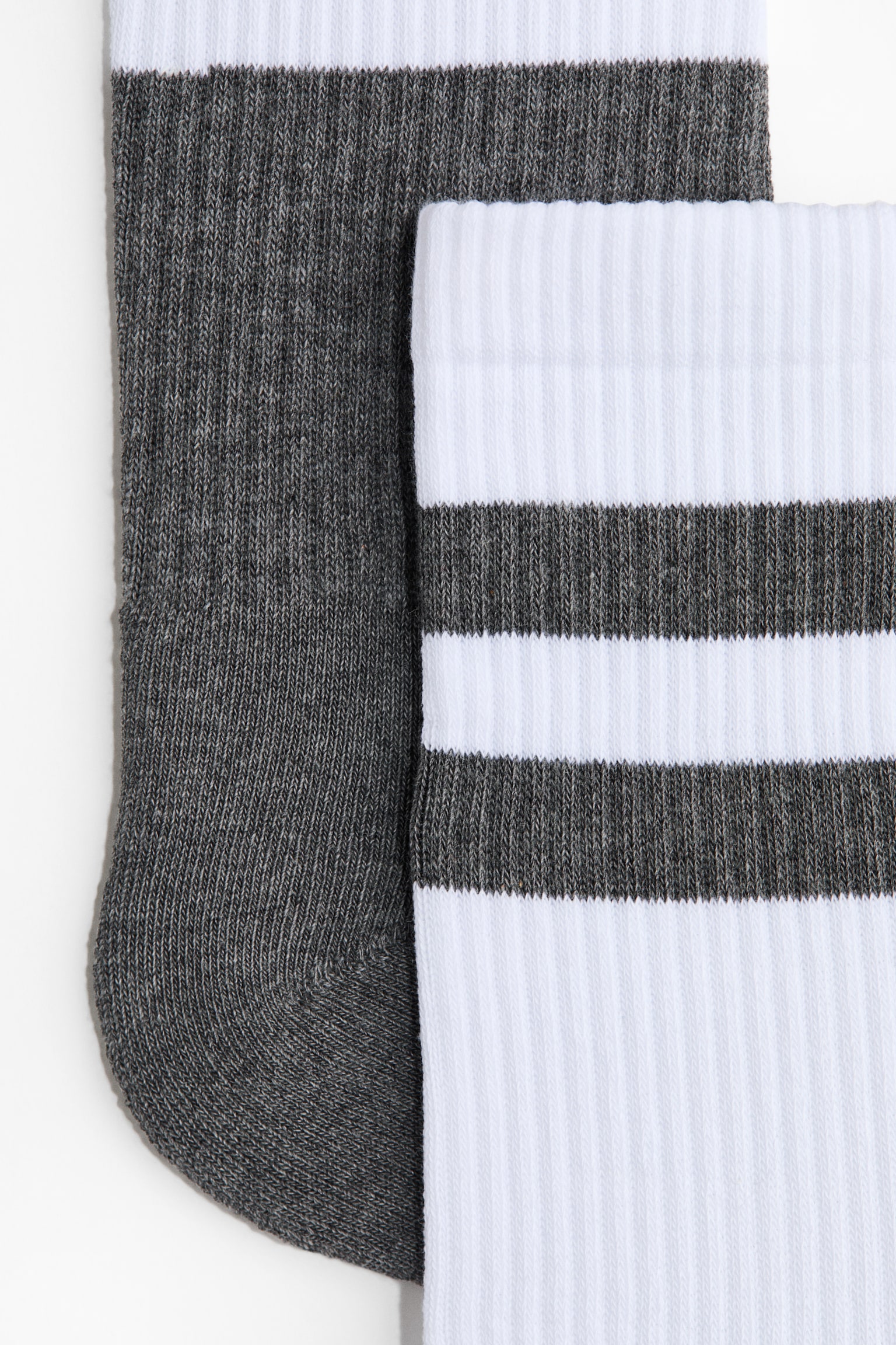 5-pack socks with Lycra® - Dark grey marl/White/White/Striped - 2