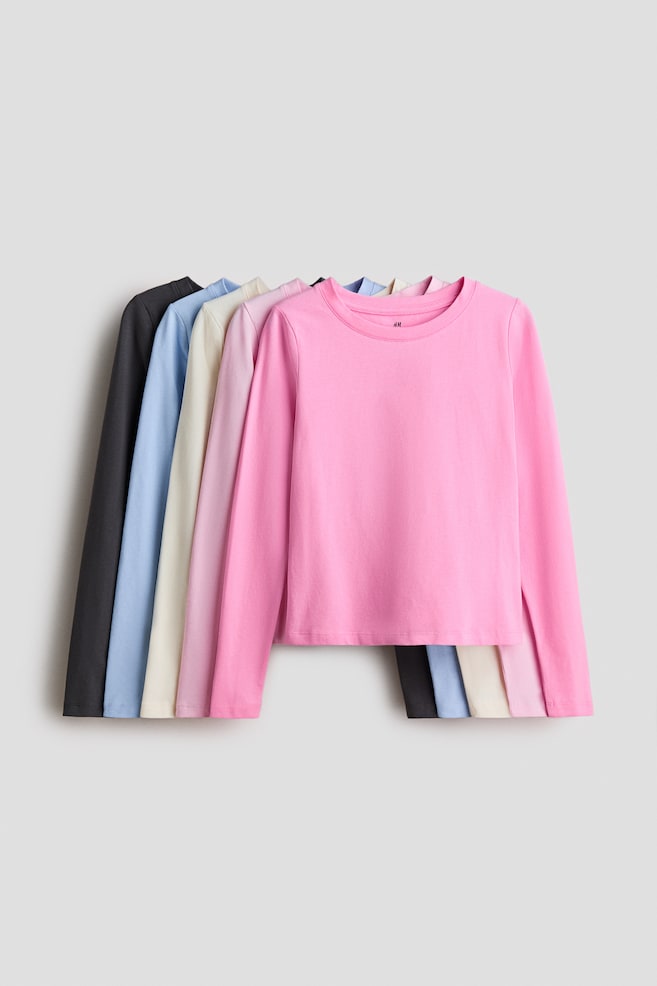 5-Pack Cotton Tops - Pink/light blue/Purple/blue - 1