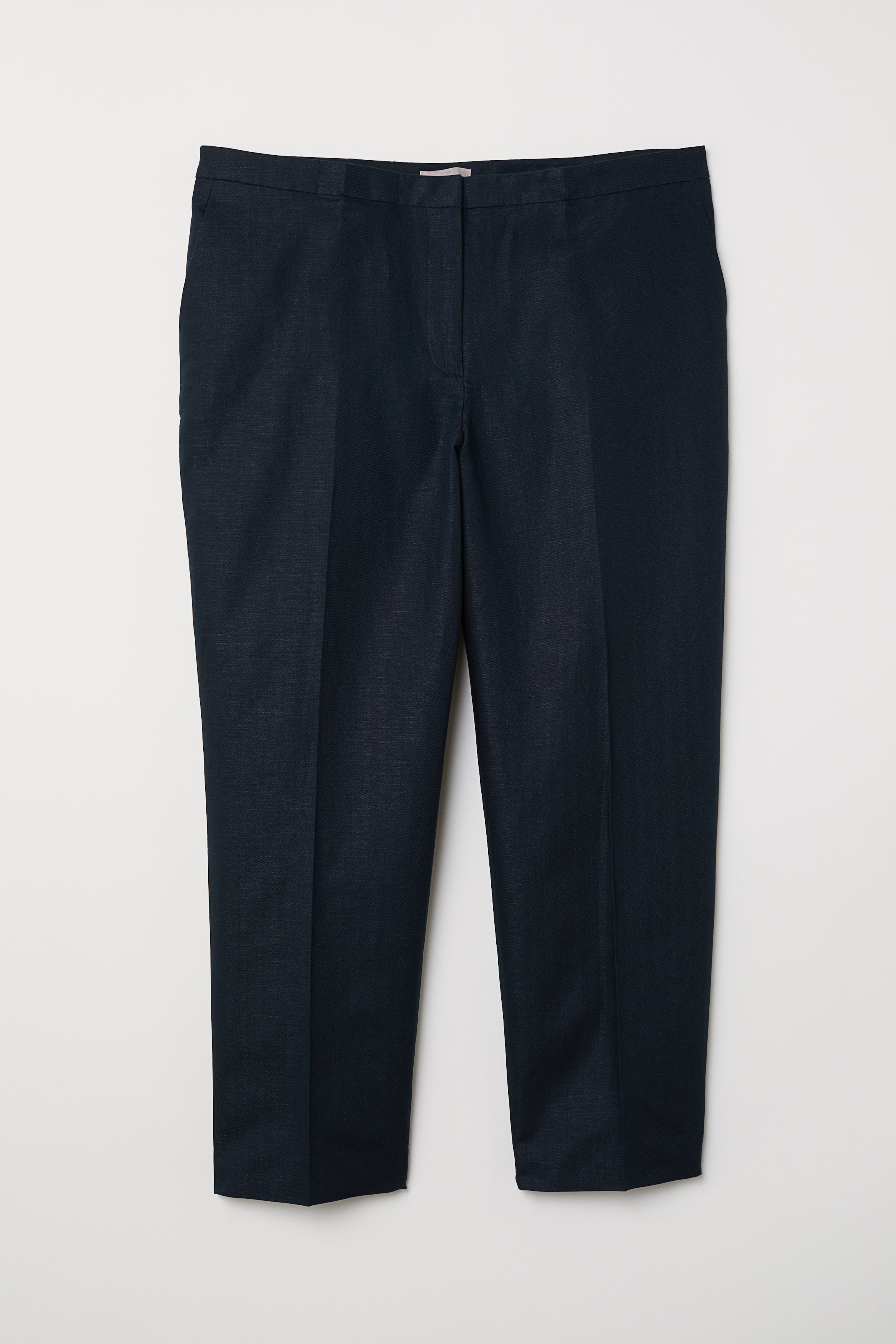 H M Linen blend Suit Pants Regular waist Ankle length Dark blue Ladies H M CA