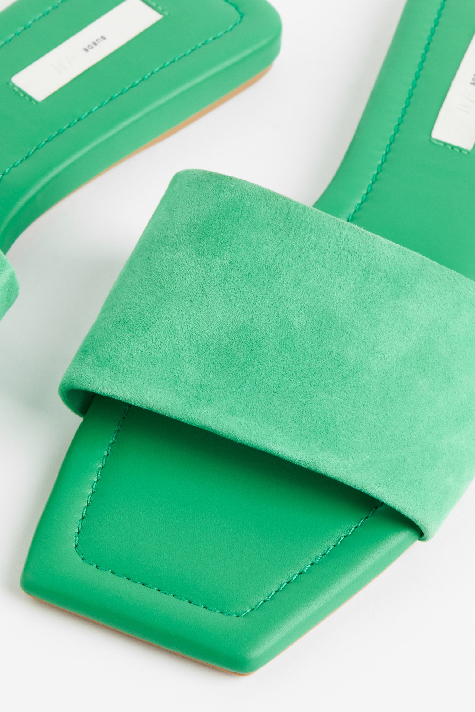 Leather Slides - Bright green/Black - 2