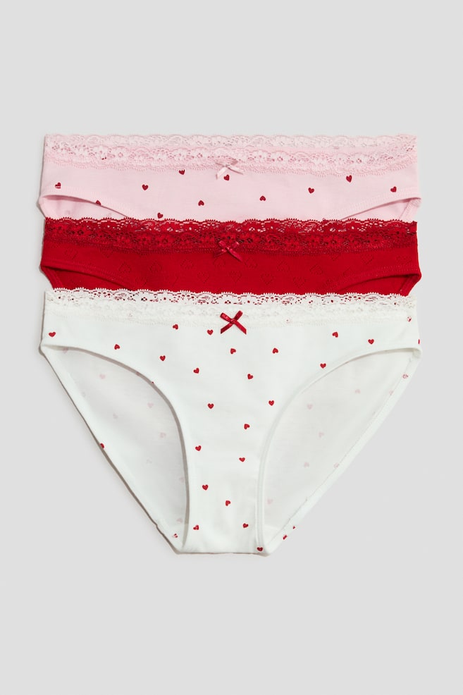 3-pack cotton briefs - Red/Hearts/Pink/Strawberries/Light pink/Floral - 1