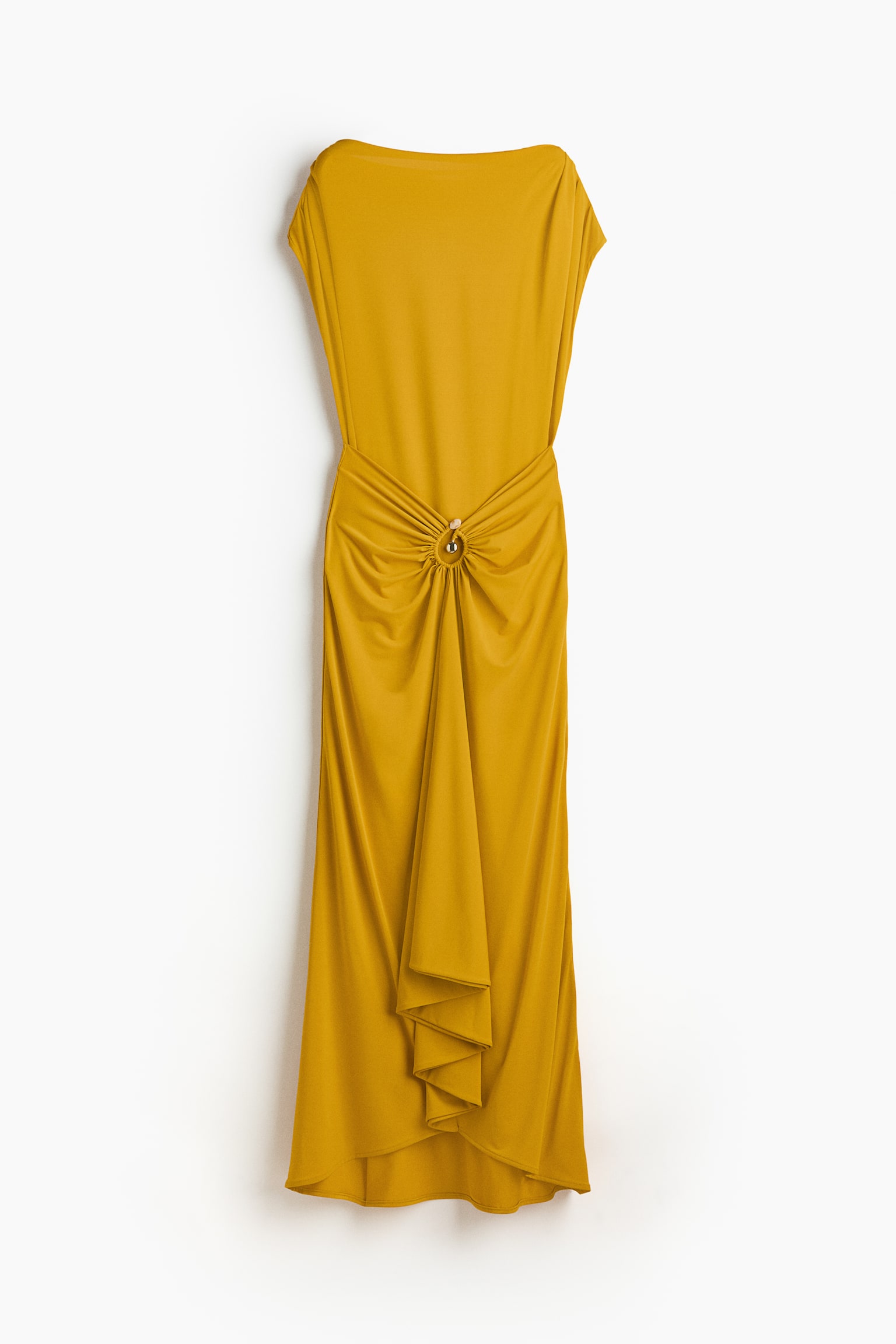 Draped boat-neck dress - Yellow - 2