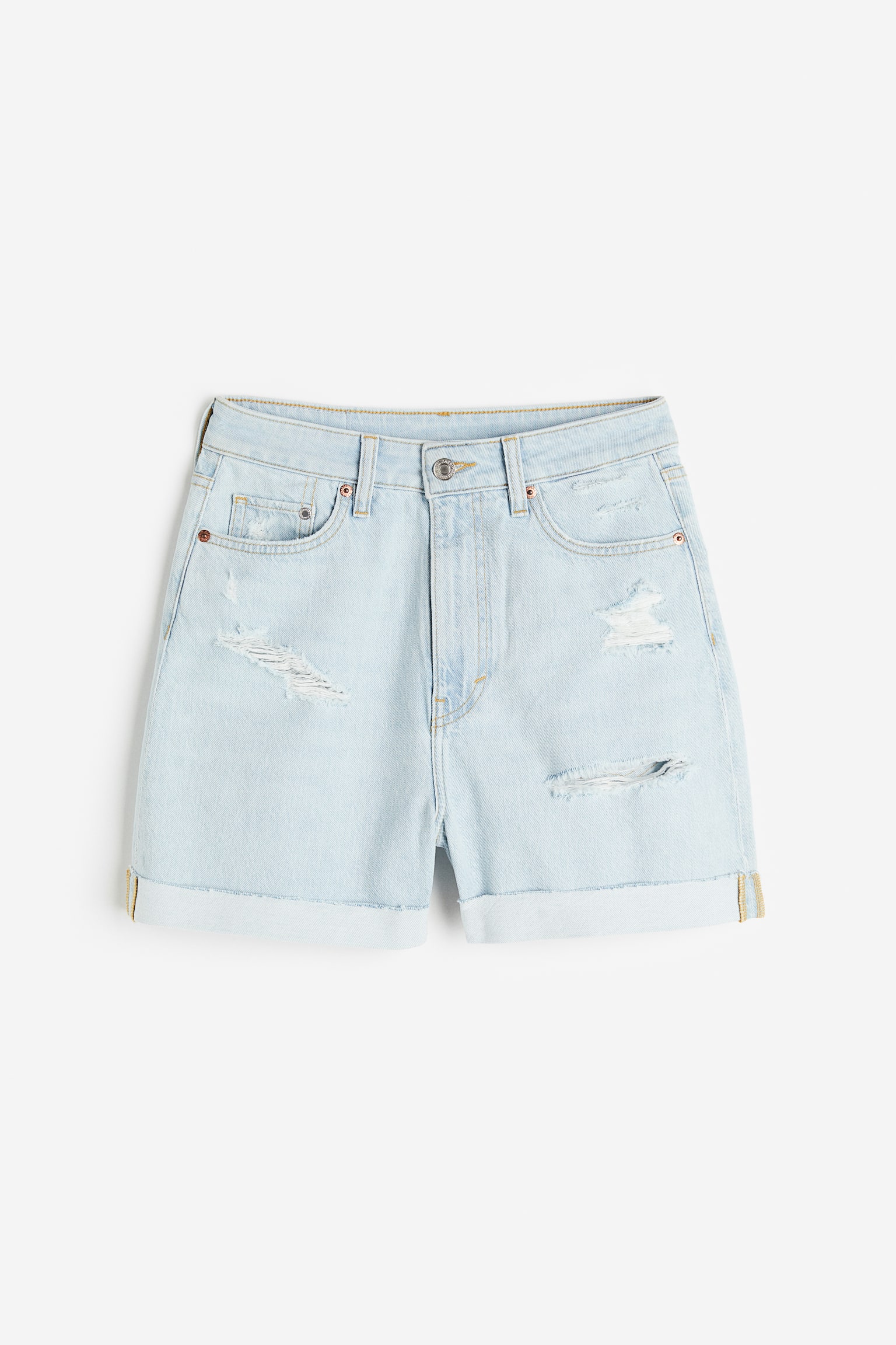 Mom Comfort Ultra High Denim Shorts - Pale denim blue/White/Pale denim blue/Black/Denim blue - 1