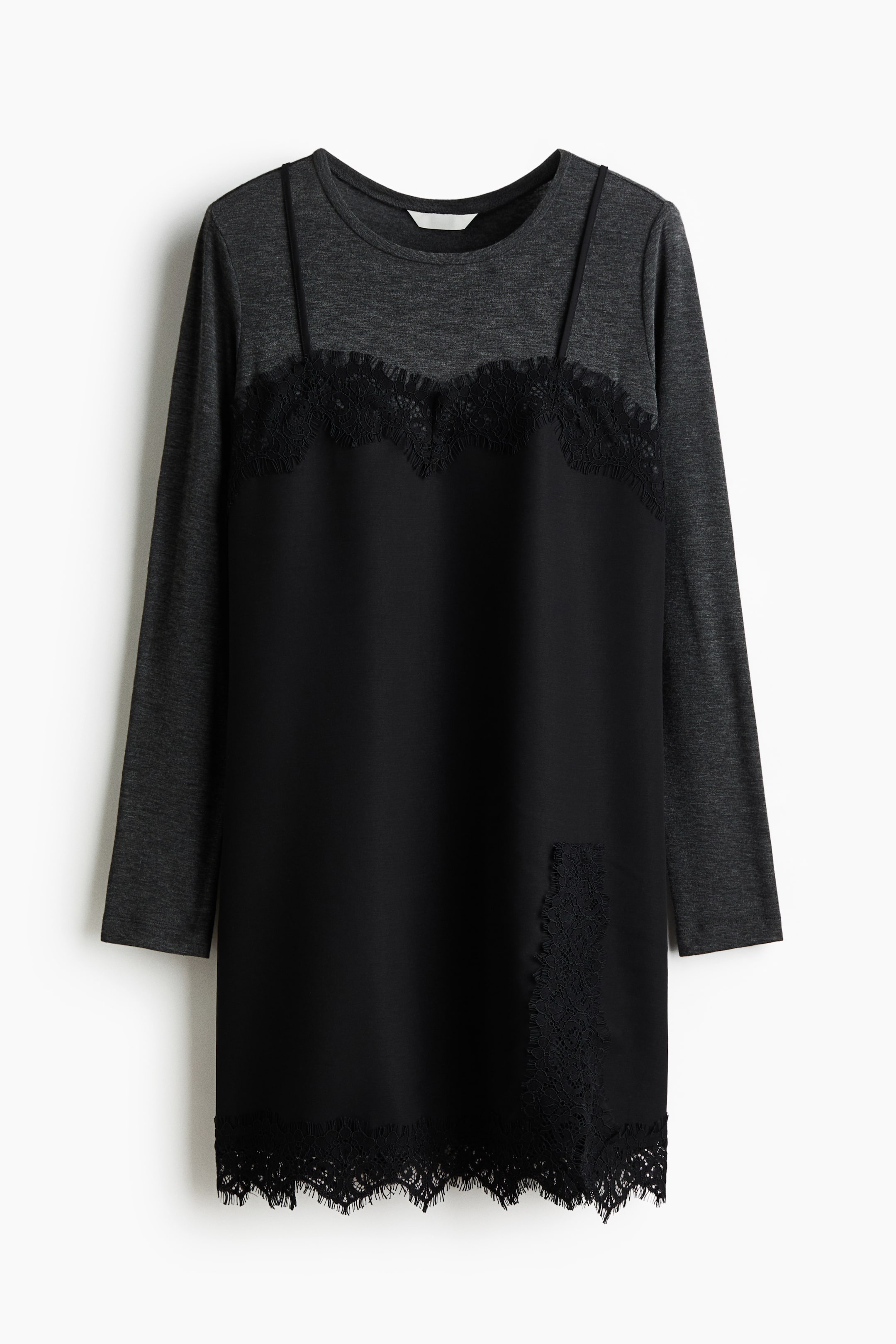 拡大画像を表示: レイヤードワンピース - ブラック/ダークグレーメランジ - レディース | H&M JP 1