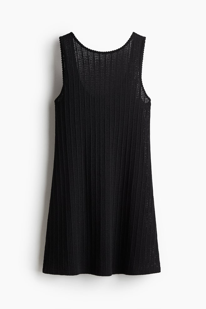 Abito senza maniche in maglia strutturata - Nero/Beige/bianco righe/Bianco - 1