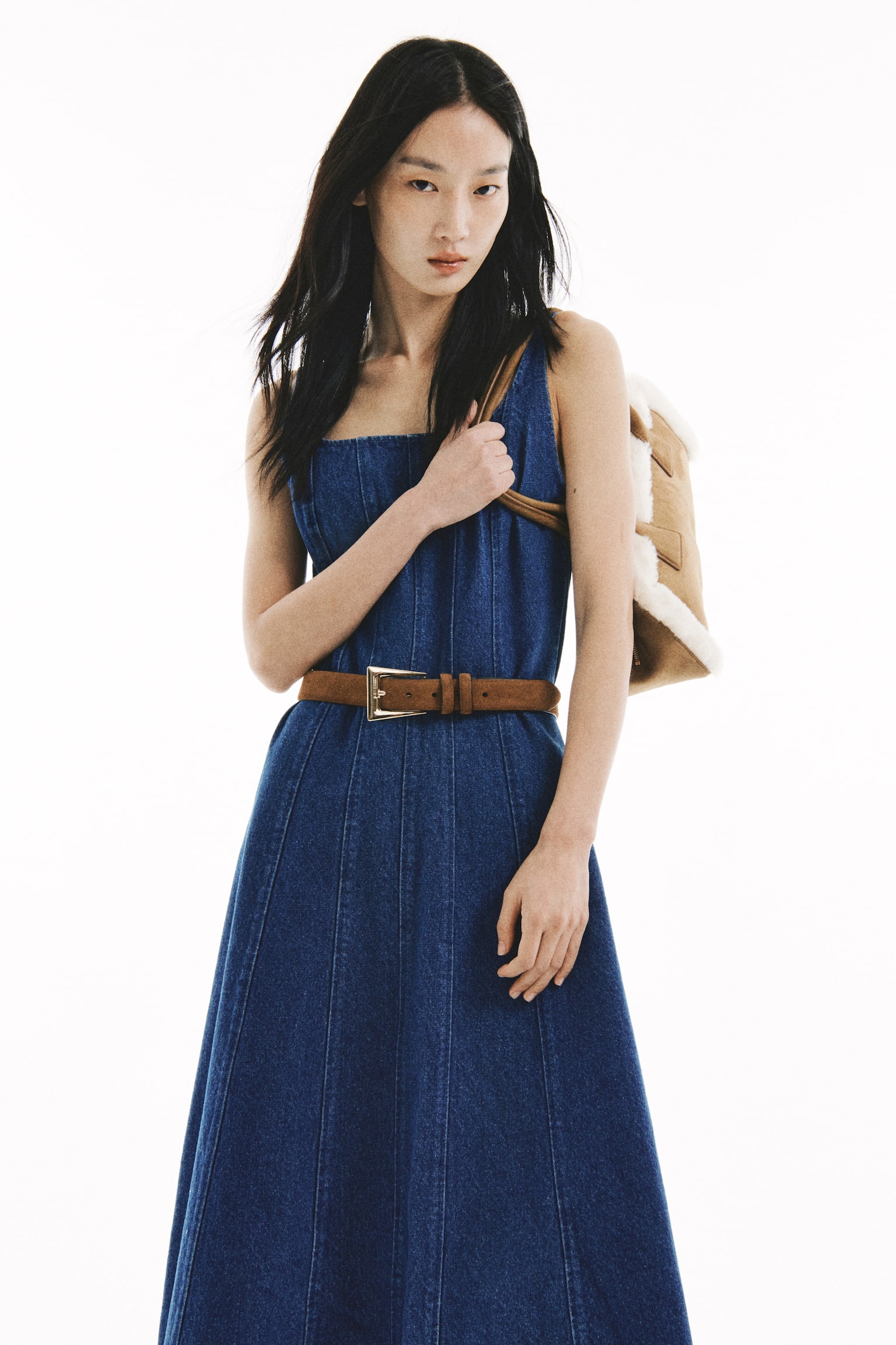 Flared-skirt denim dress - Denim blue/Denim grey - 6