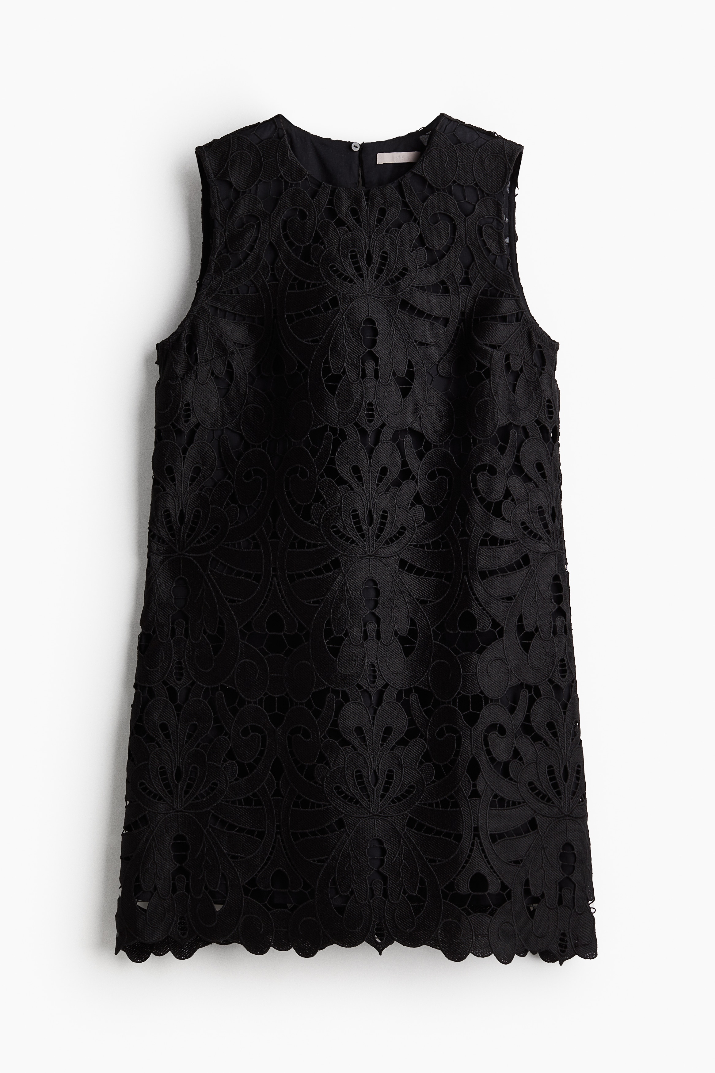 Ladies - Black Broderie anglaise dress - Size: XS  - H&M