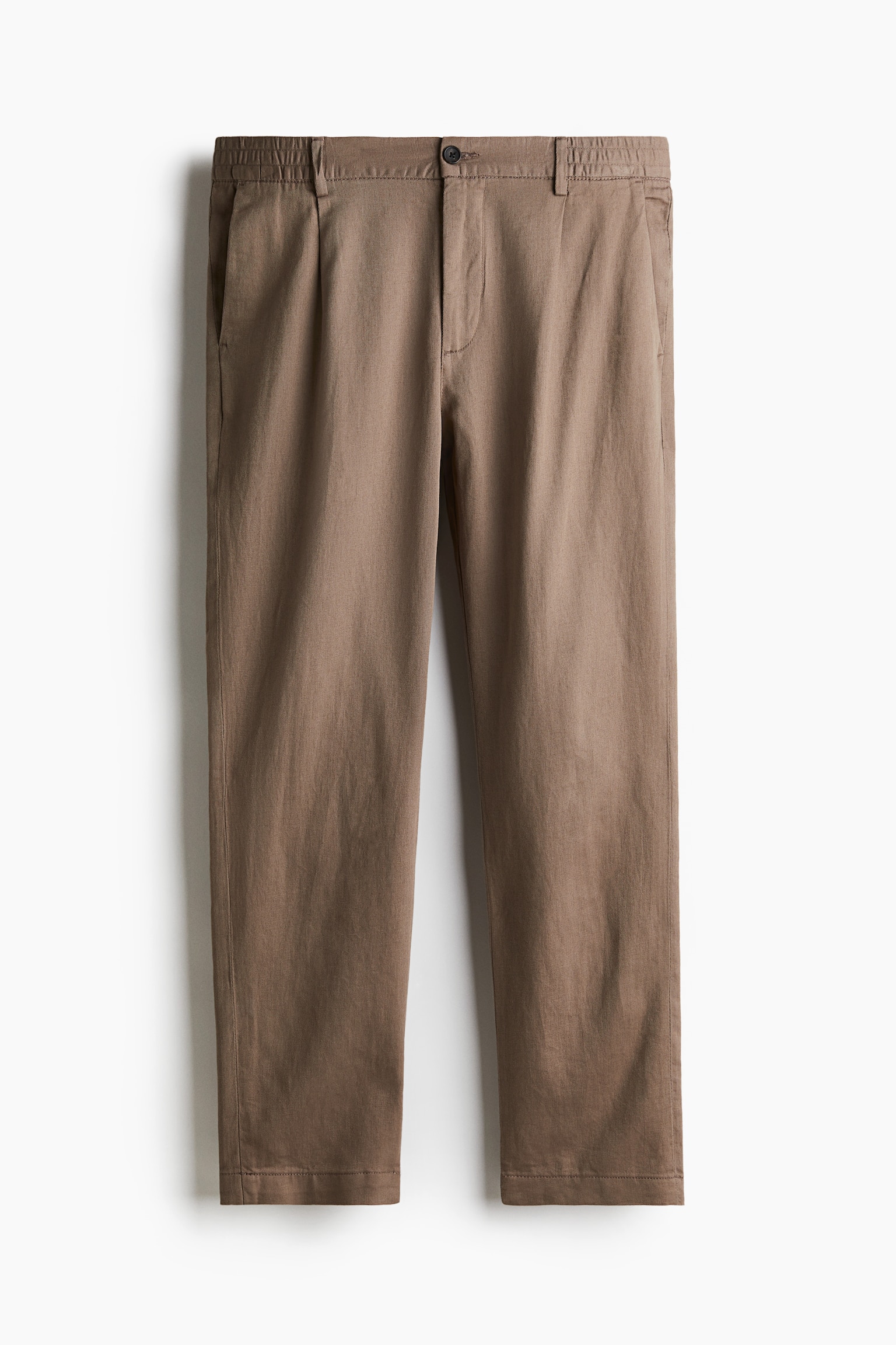 Regular Fit Linen-blend trousers - Dark beige/Black/White - 2