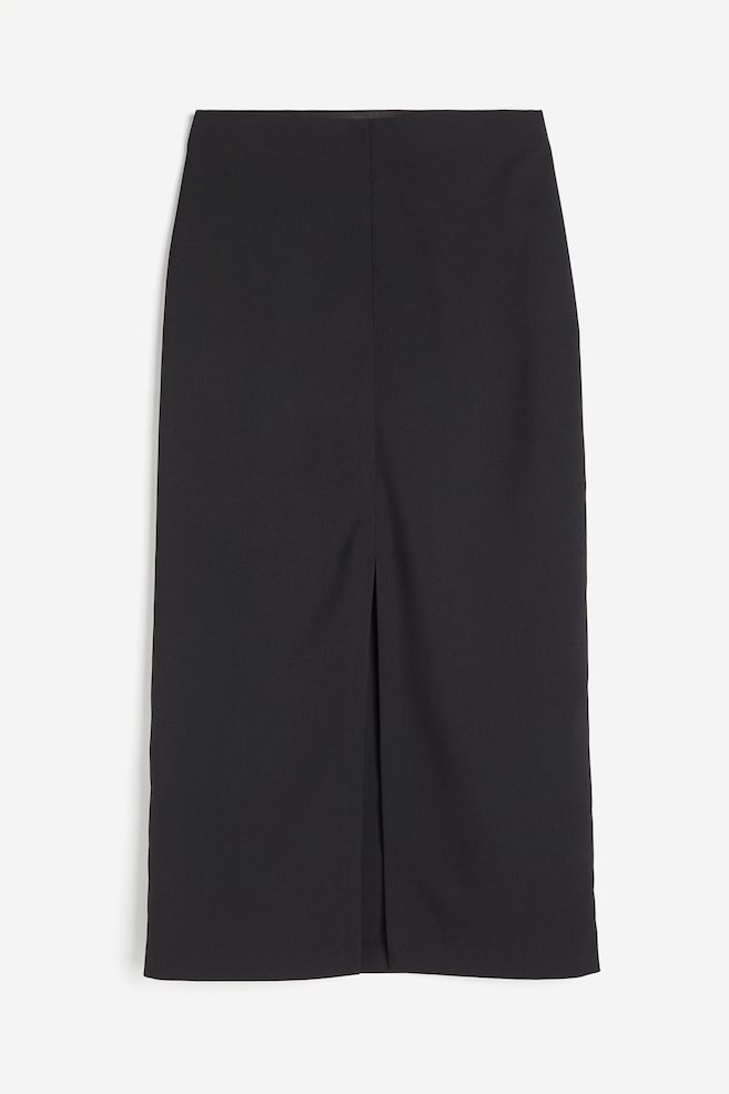 Slit-hem pencil skirt - Black - 2