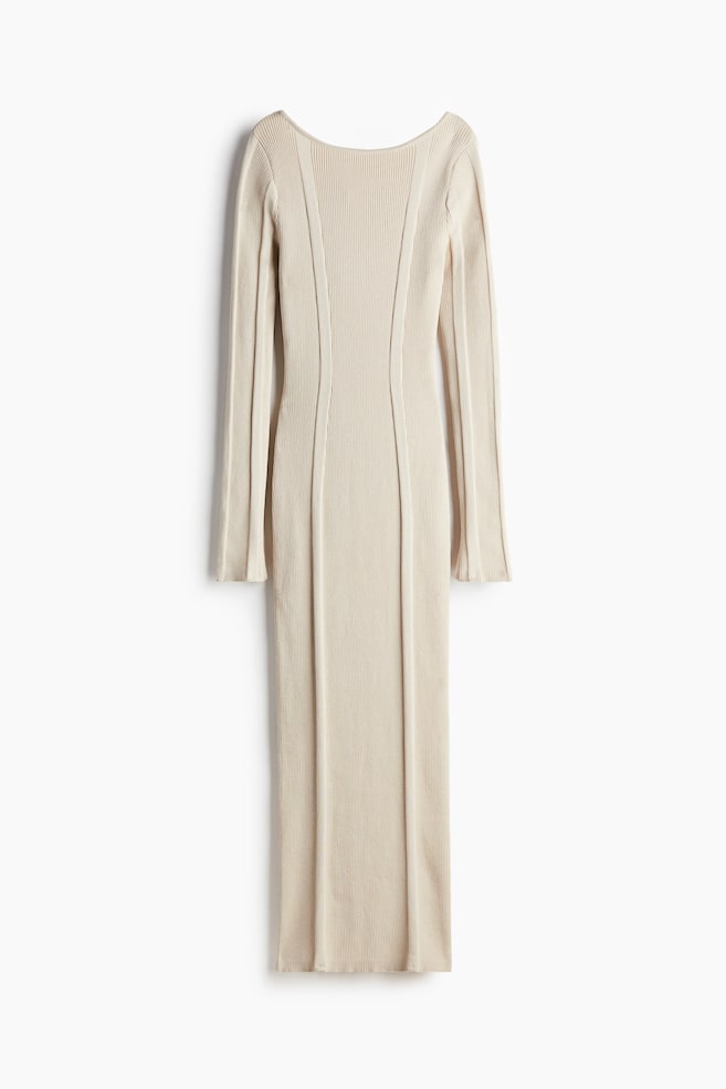 Abito bodycon in maglia con scollo dietro - Beige chiaro - 1