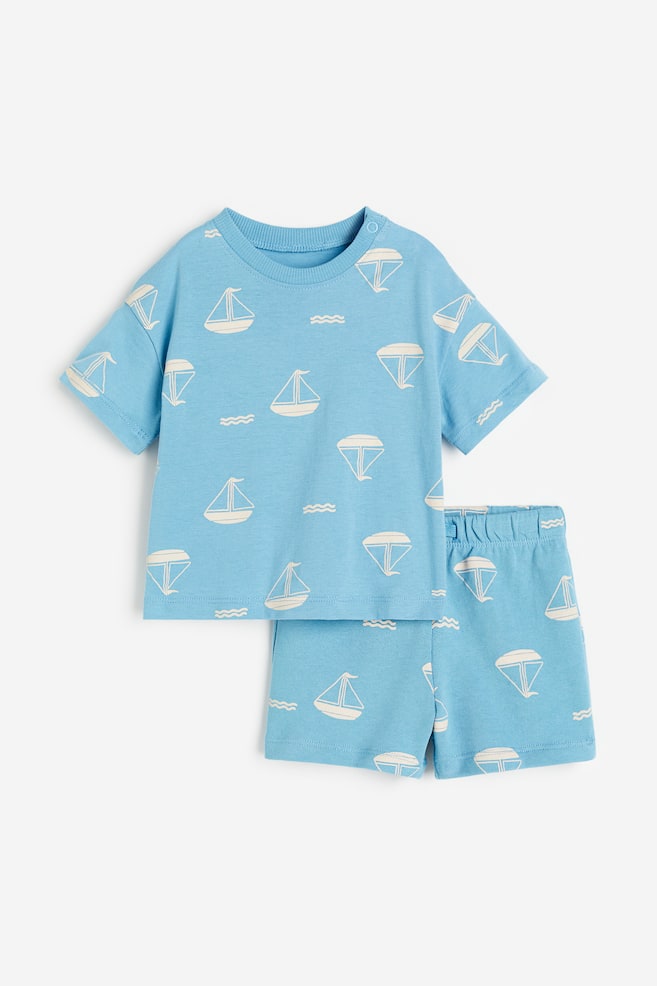 2-piece cotton set - Blue/Boats/Pale green/Striped/Light turquoise/Fruits/Dark grey/Best Brother - 1
