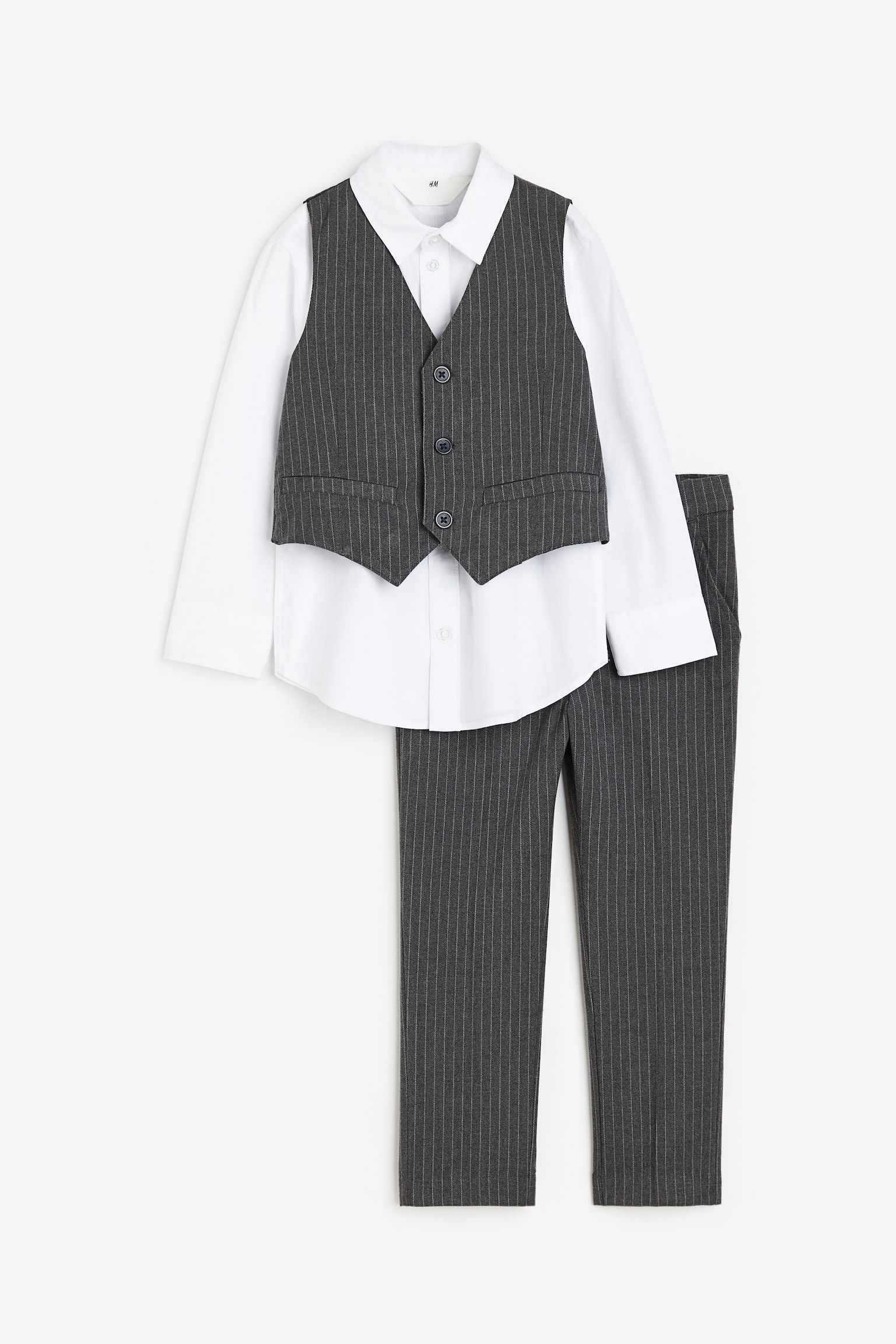 3-piece cotton set - Dark grey/Pinstriped - 1